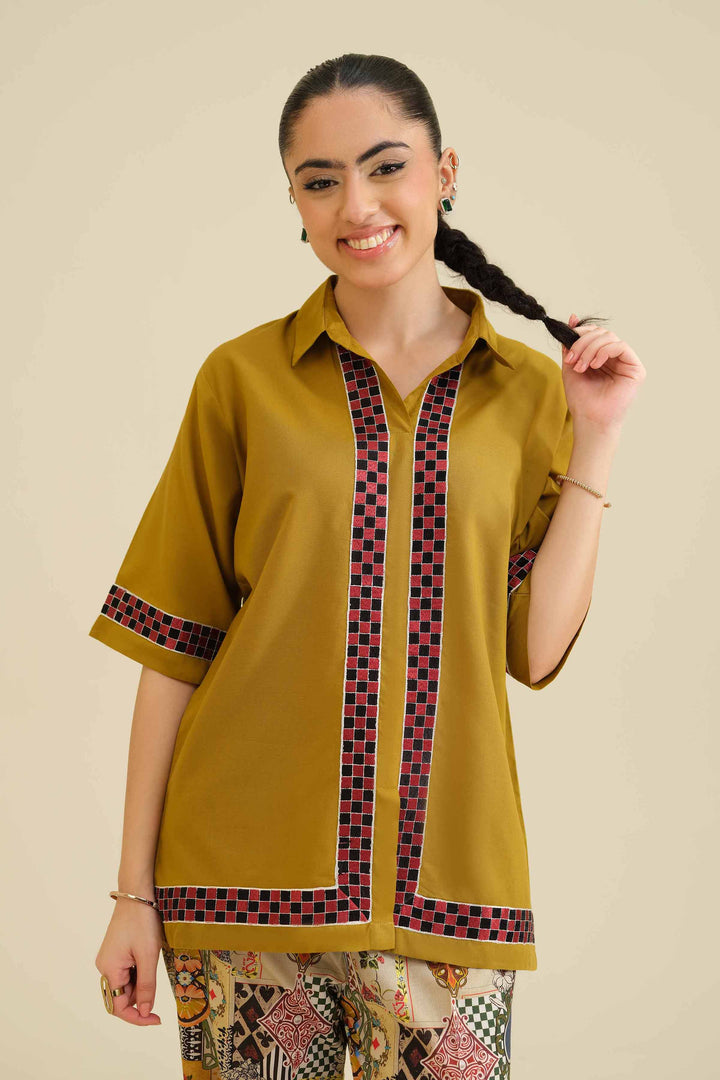 NishatUK - Mustard Embroidered  Tropical 2-piece ready to wear Dress