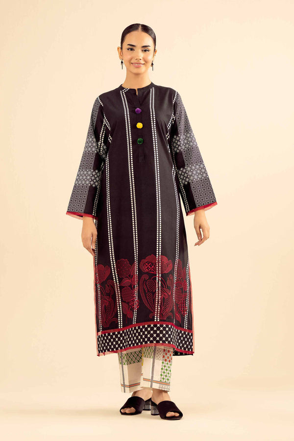 NishatUK - Black Embroidered Tropical 2-piece ready to wear Dress