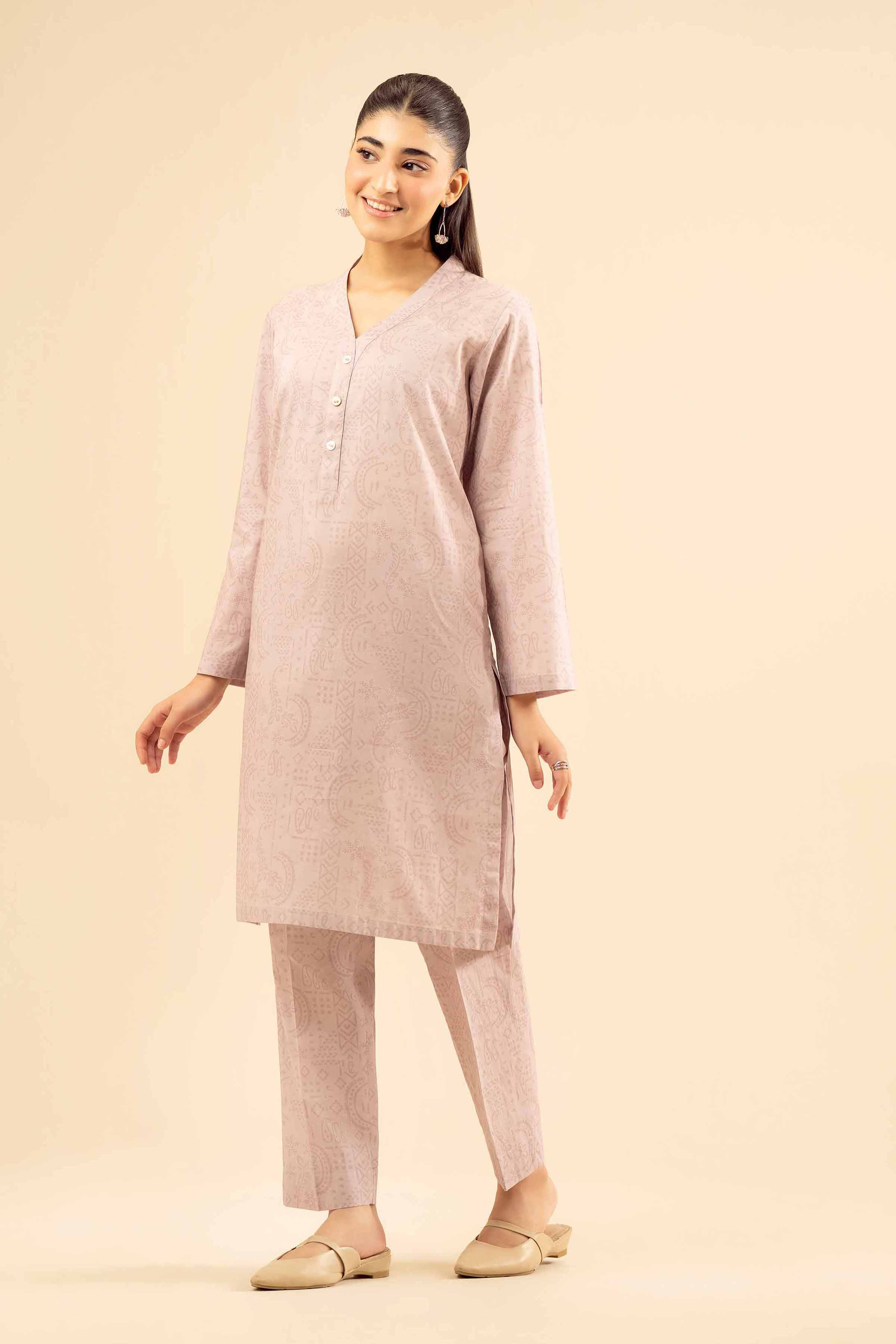 NishatUK - Tea Pink Printed Cambric 2-piece ready to wear Dress