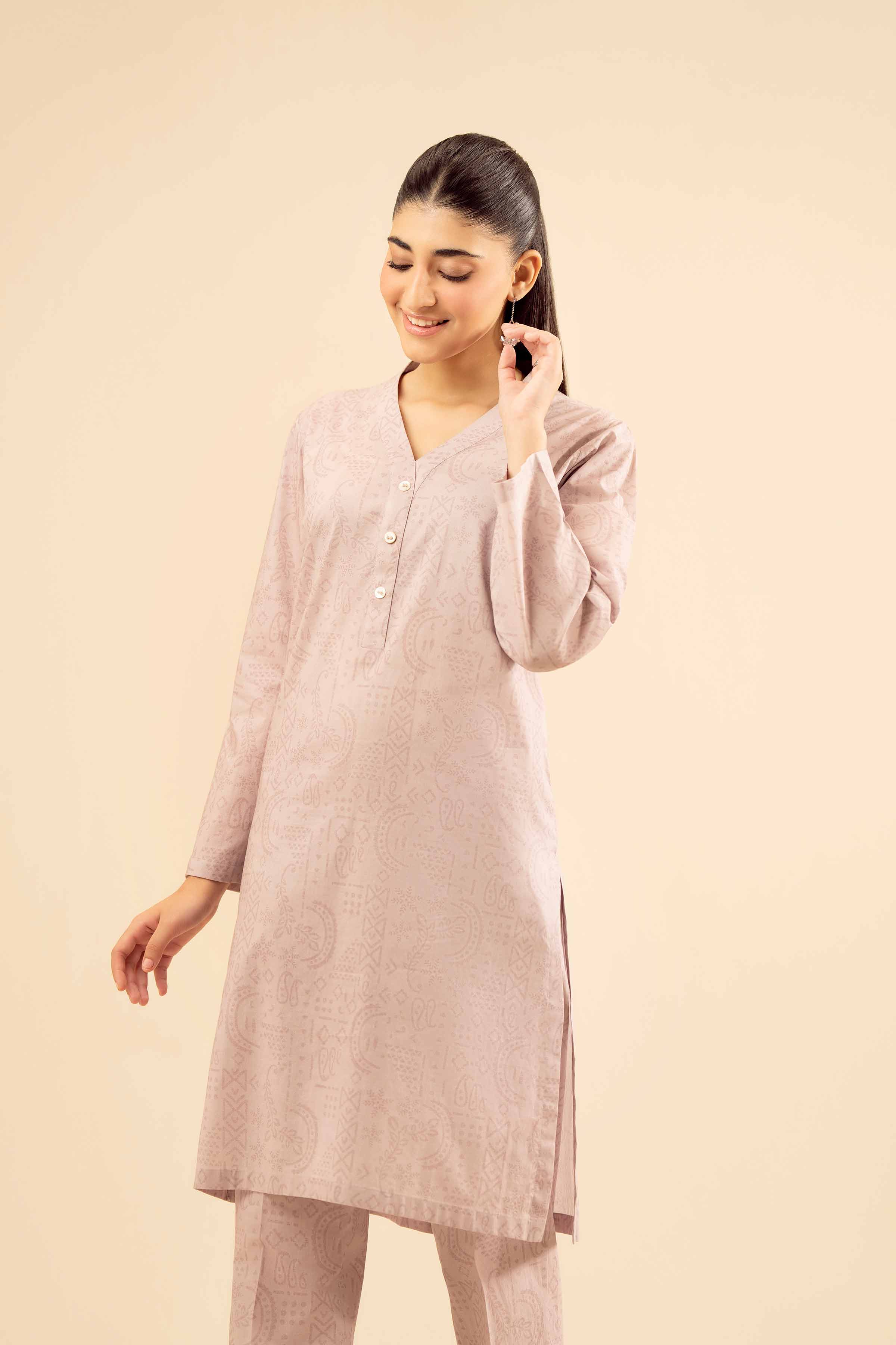 NishatUK - Tea Pink Printed Cambric 2-piece ready to wear Dress