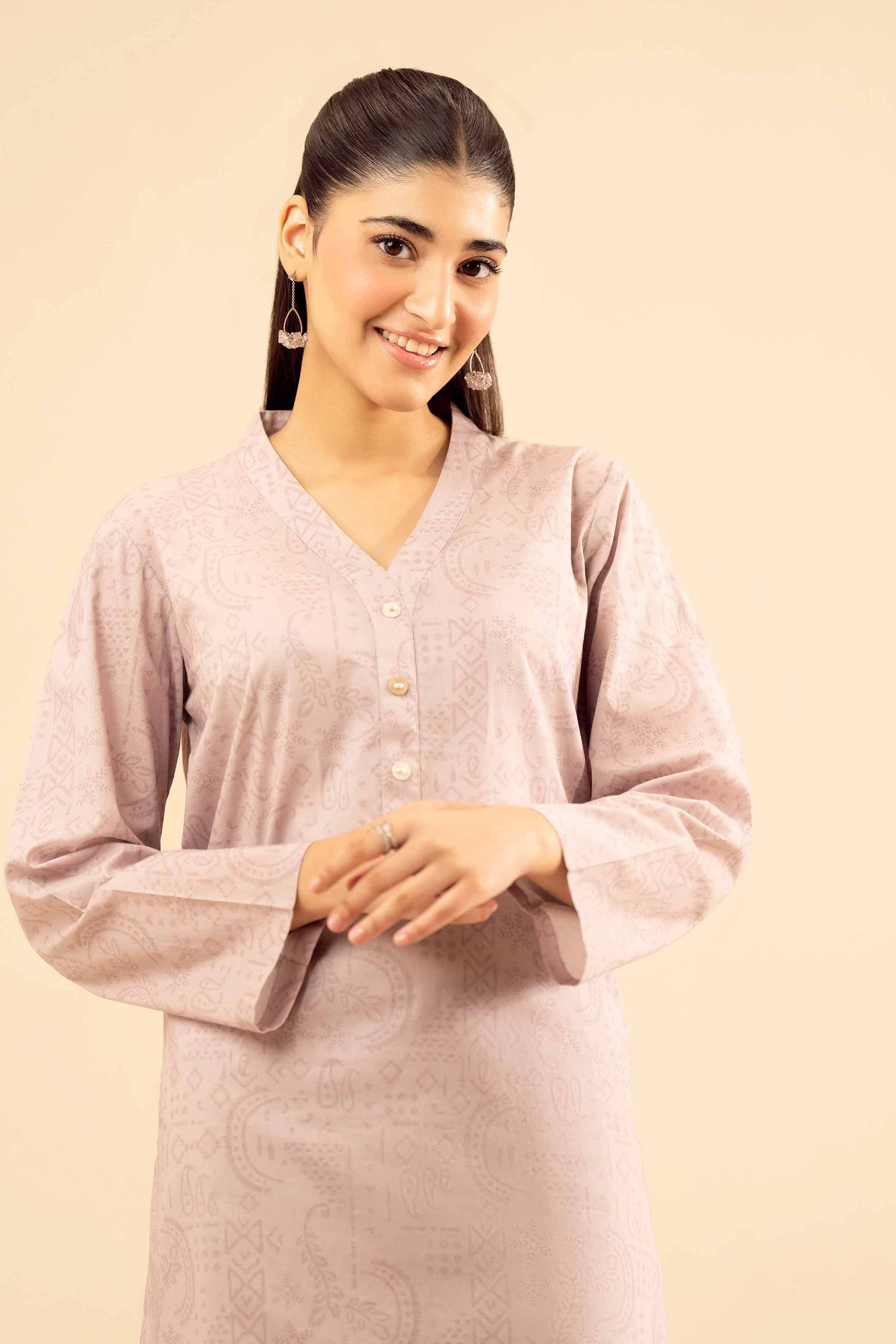 NishatUK - Tea Pink Printed Cambric 2-piece ready to wear Dress