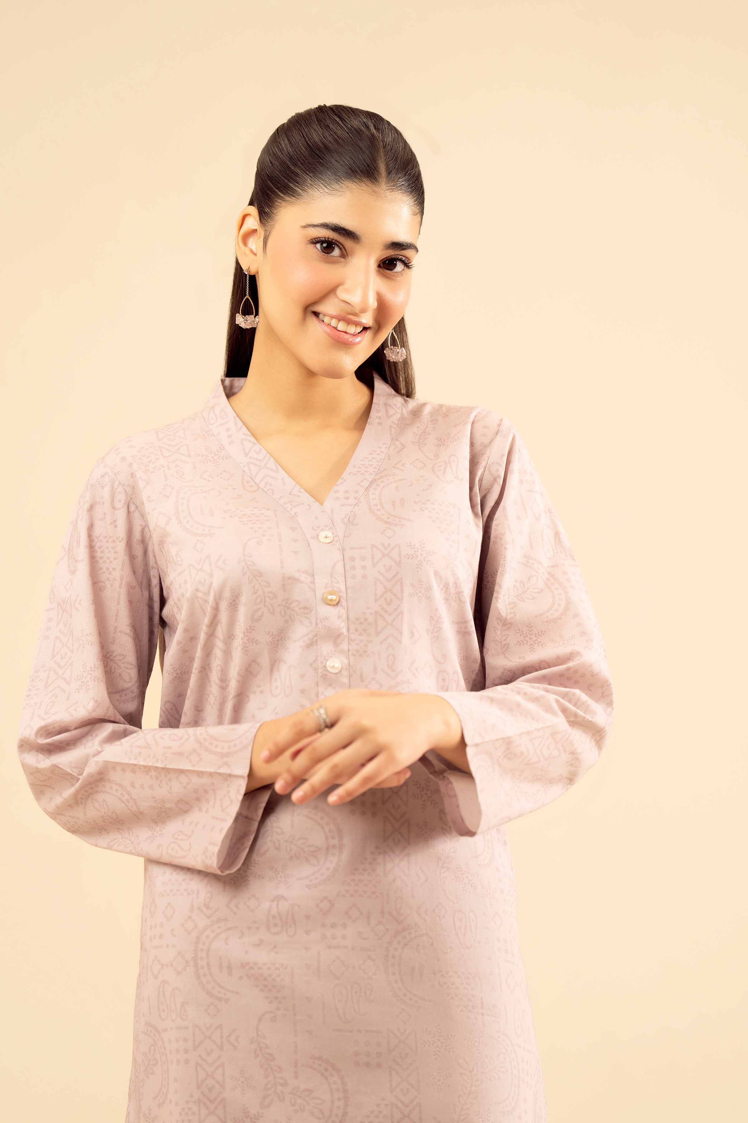 NishatUK - Tea Pink Printed Cambric 2-piece ready to wear Dress