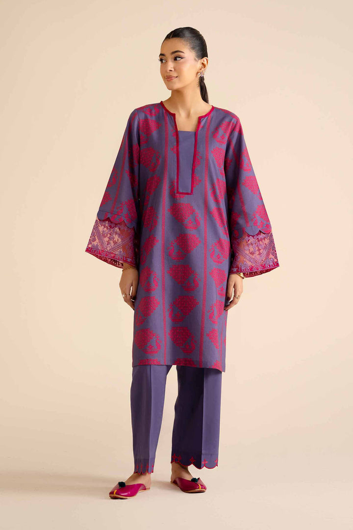NishatUK - Purple Embroidered  Tropical 2-piece ready to wear Dress