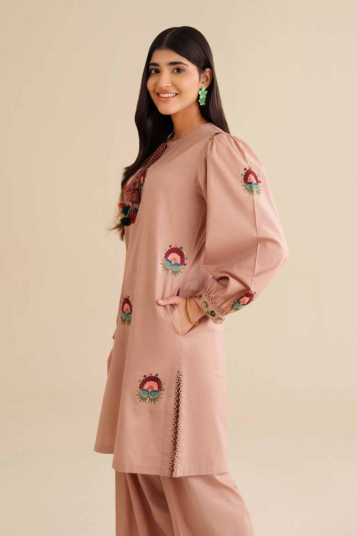 NishatUK - Beige Embroidered Tropical 2-piece ready to wear Dress