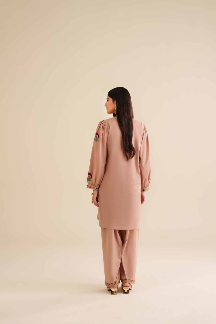 NishatUK - Beige Embroidered Tropical 2-piece ready to wear Dress