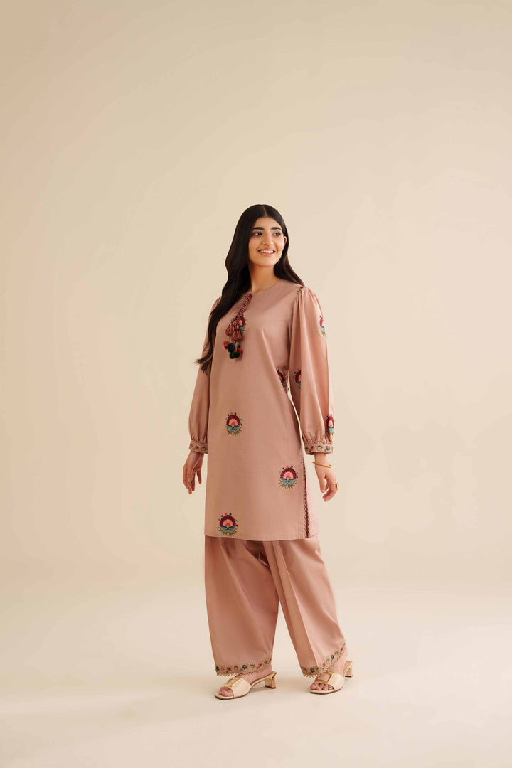 NishatUK - Beige Embroidered Tropical 2-piece ready to wear Dress