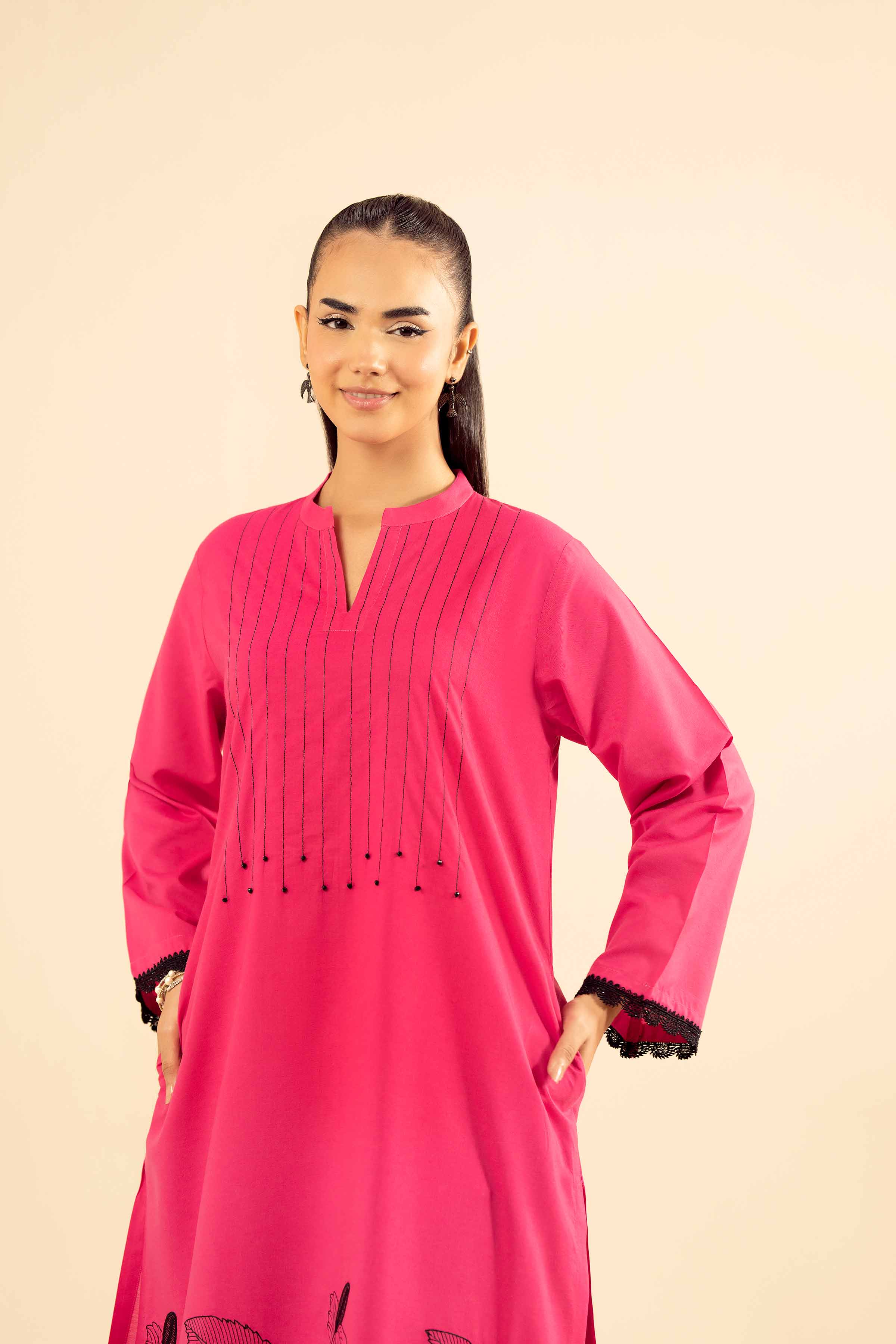 NishatUK - Shocking Pink Embroidered Tropical 2-piece ready to wear Dress