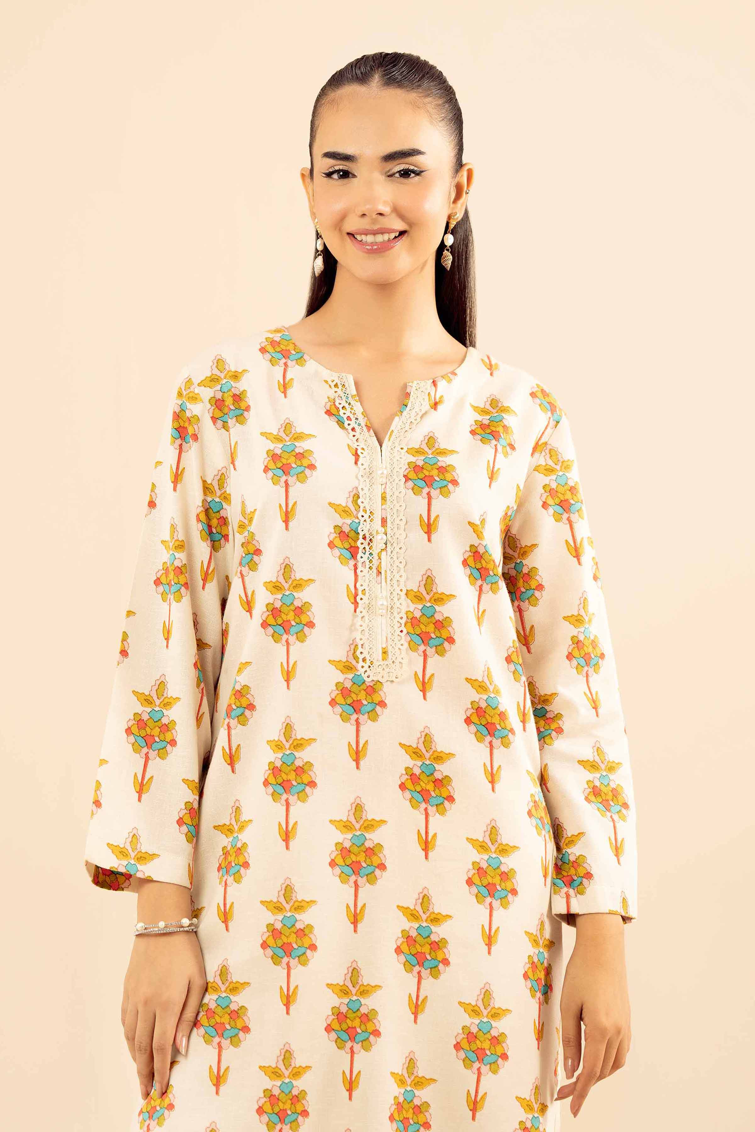 NishatUK - Off White Embroidered Karandi 2-piece ready to wear Dress