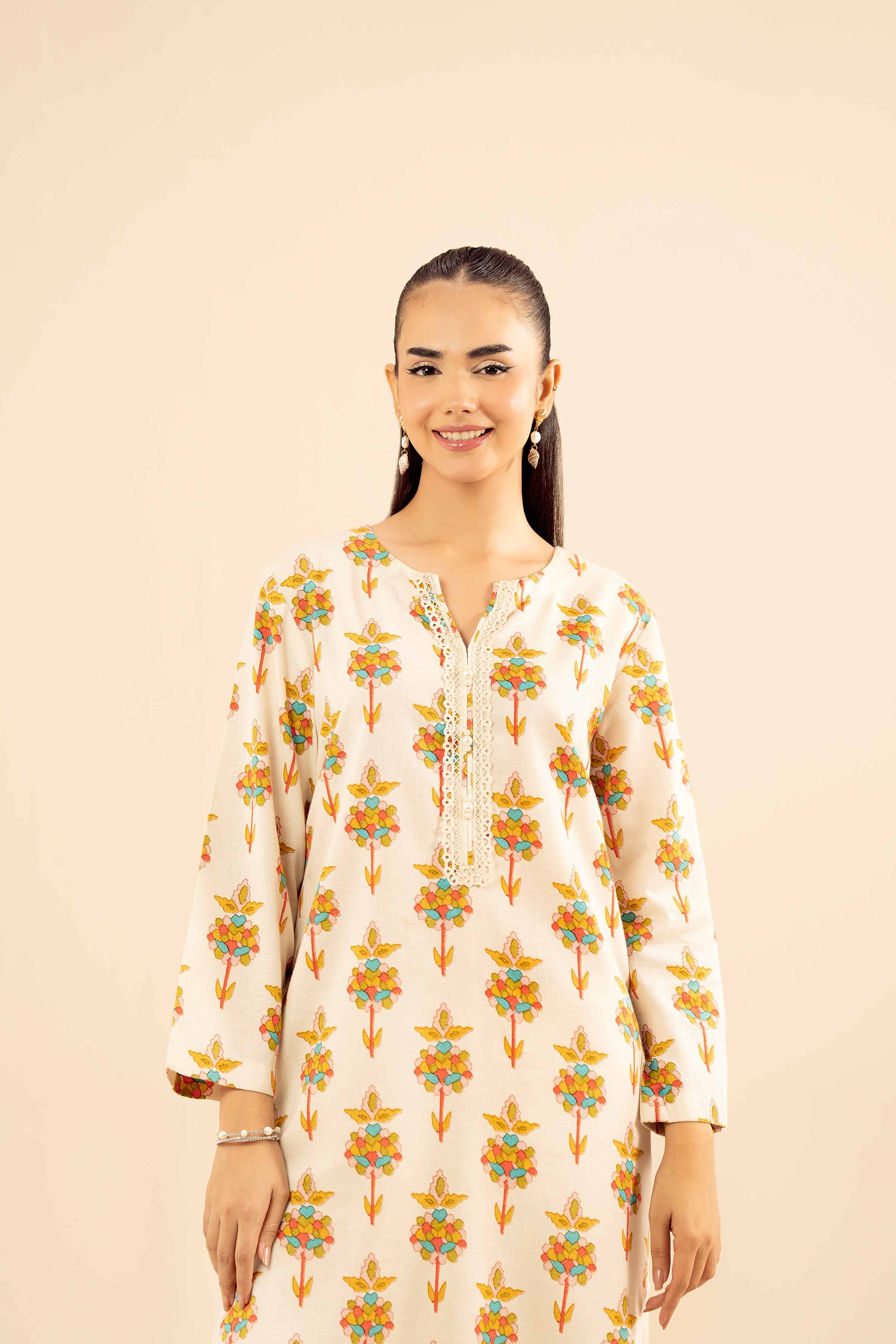 NishatUK - Off White Embroidered Karandi 2-piece ready to wear Dress