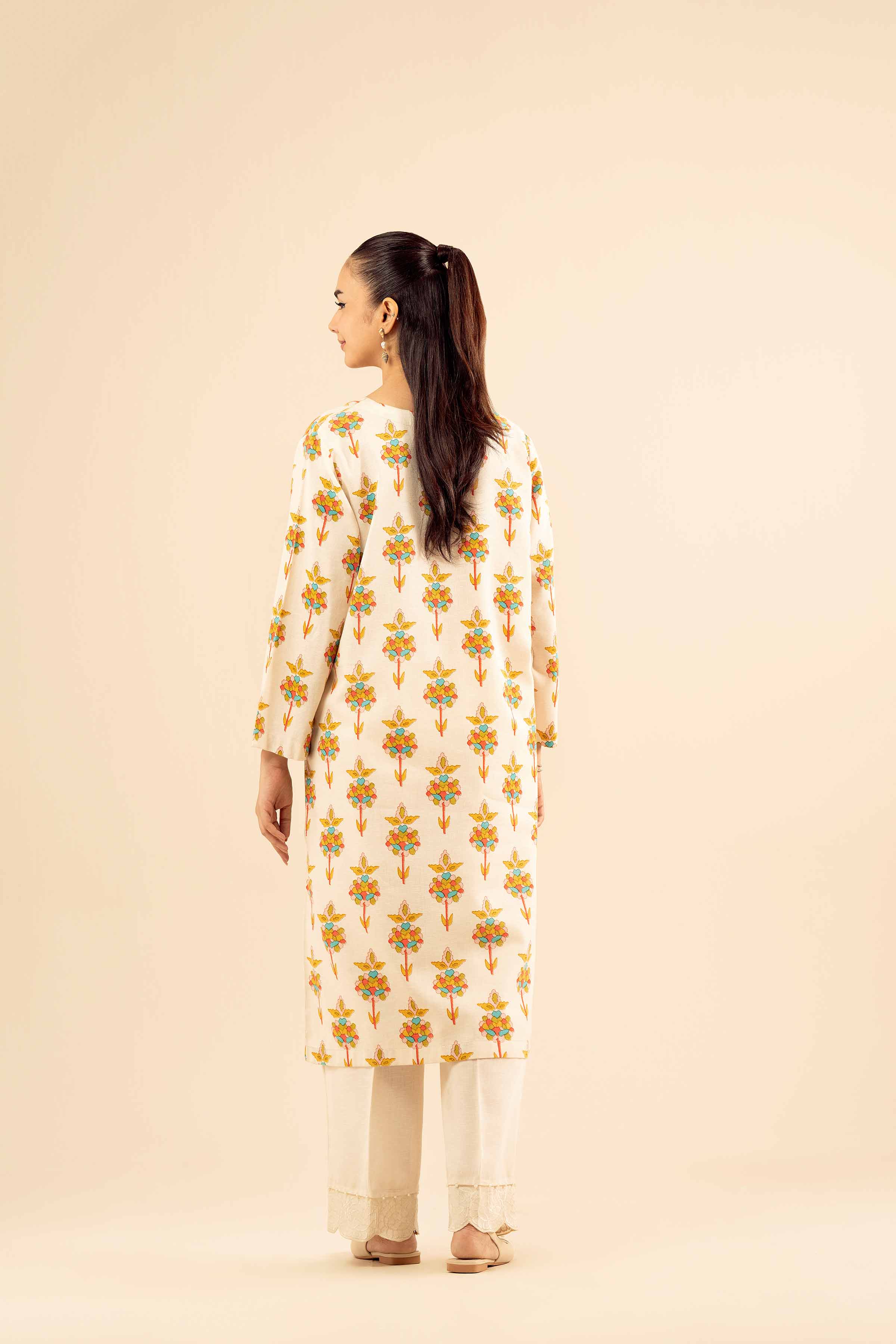 NishatUK - Off White Embroidered Karandi 2-piece ready to wear Dress
