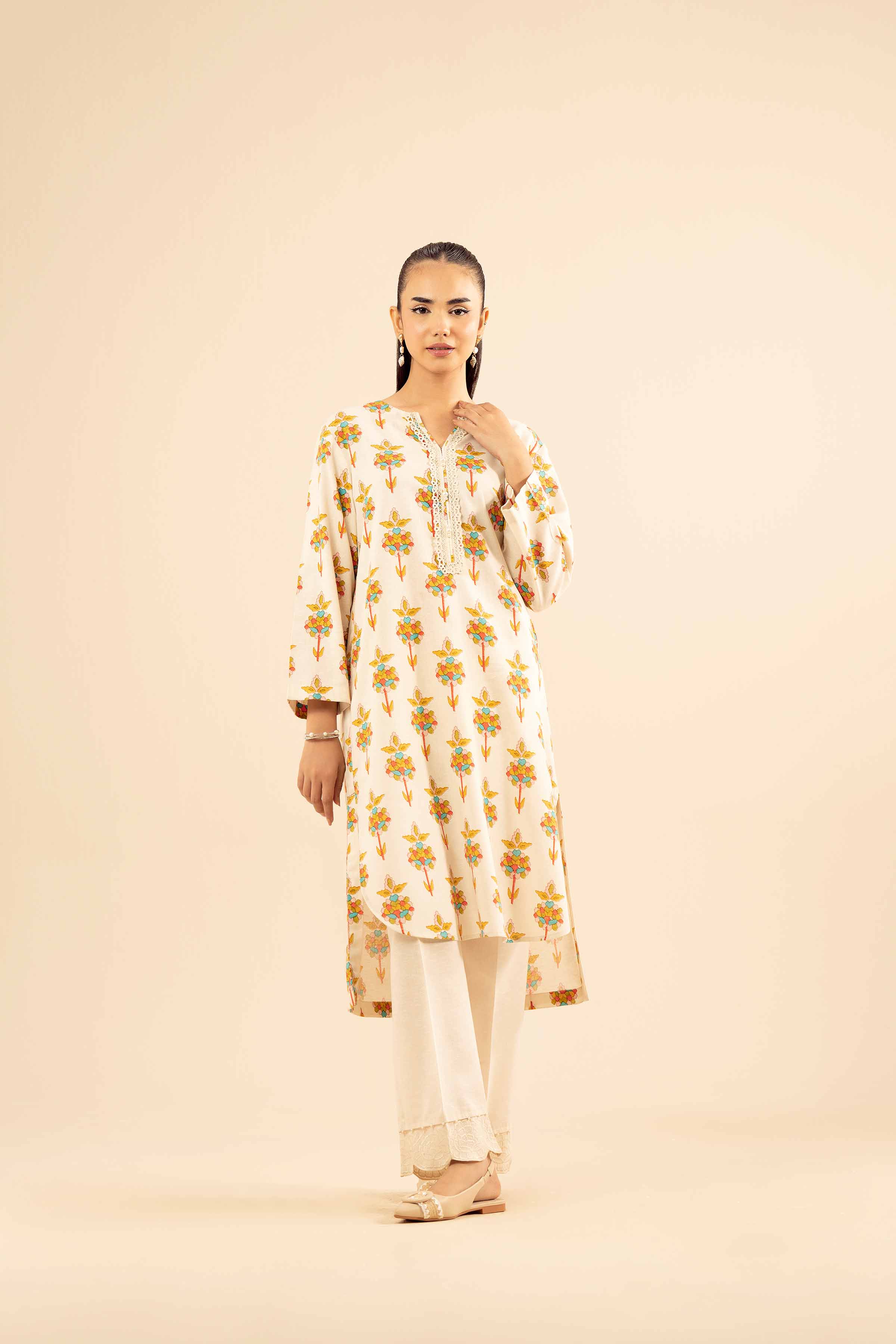 NishatUK - Off White Embroidered Karandi 2-piece ready to wear Dress