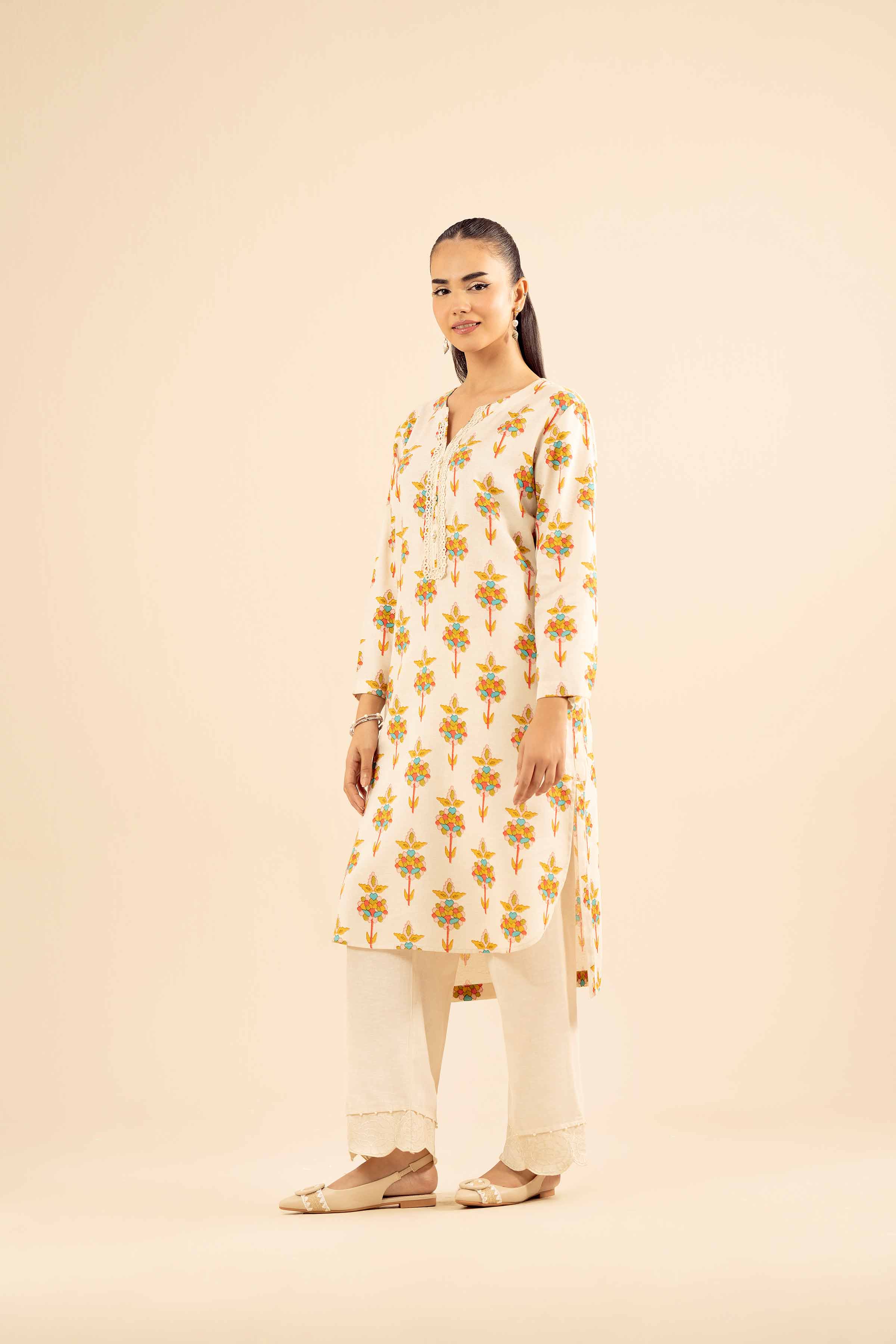 NishatUK - Off White Embroidered Karandi 2-piece ready to wear Dress