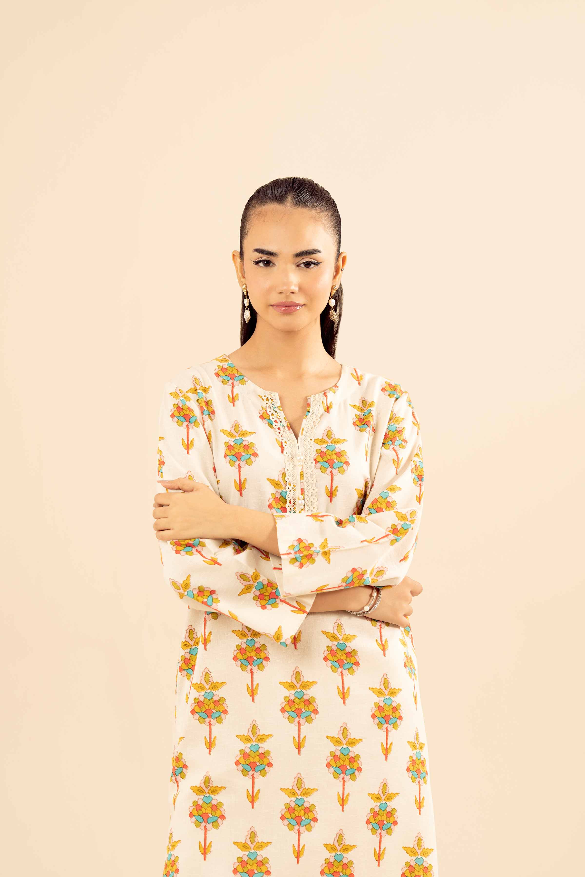 NishatUK - Off White Embroidered Karandi 2-piece ready to wear Dress