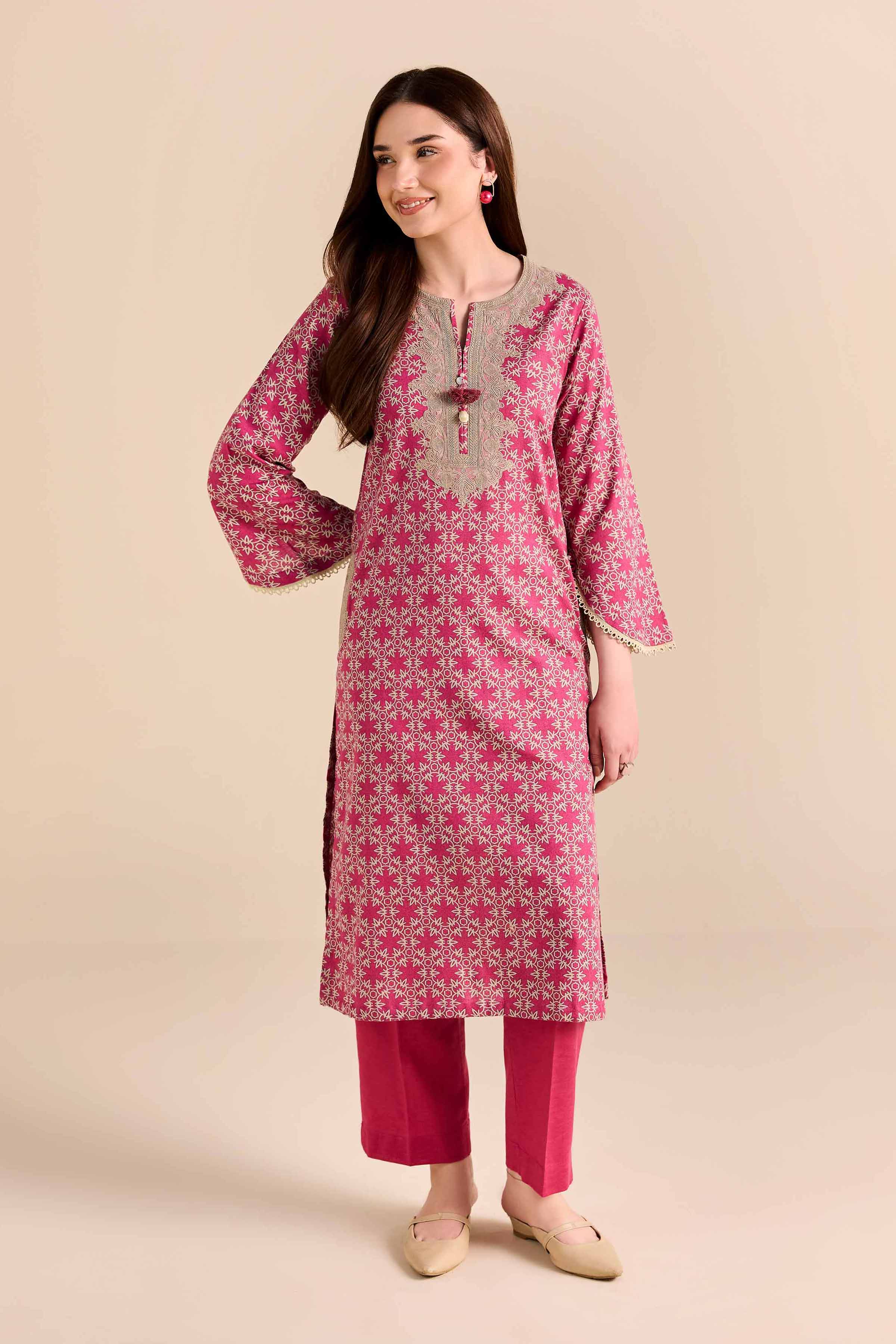 NishatUK - Pink Embroidered Karandi 2-piece ready to wear Dress