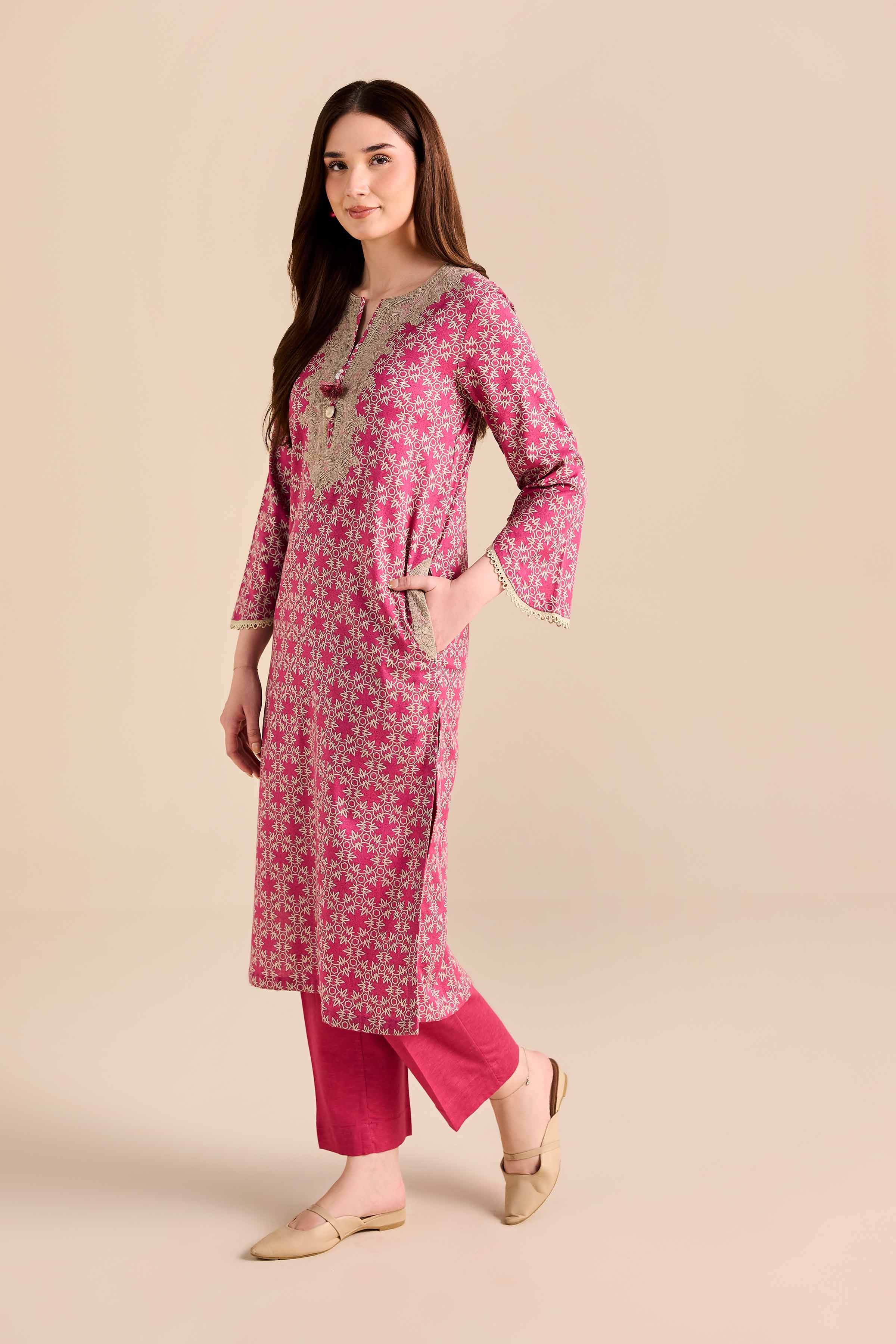 NishatUK - Pink Embroidered Karandi 2-piece ready to wear Dress