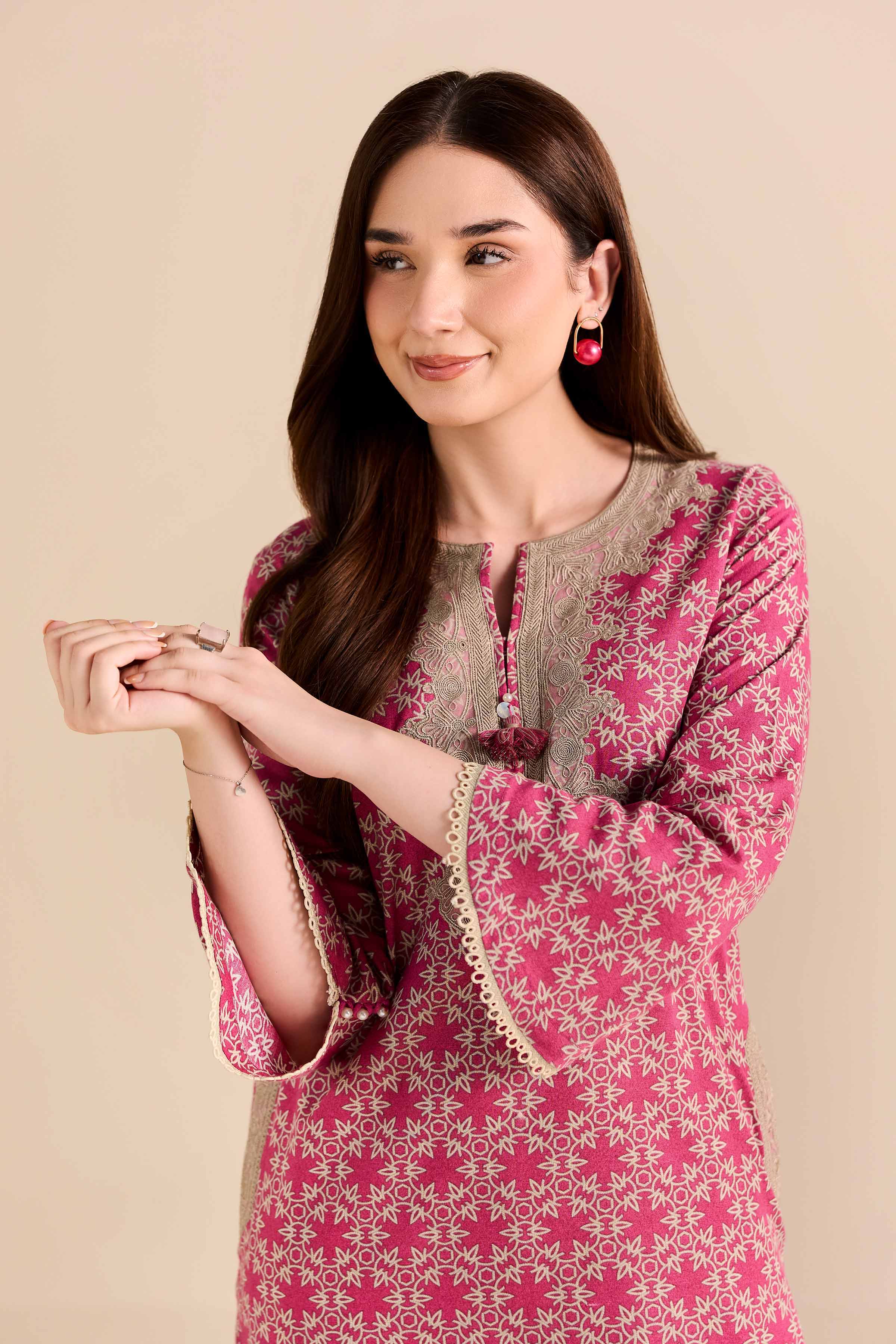 NishatUK - Pink Embroidered Karandi 2-piece ready to wear Dress