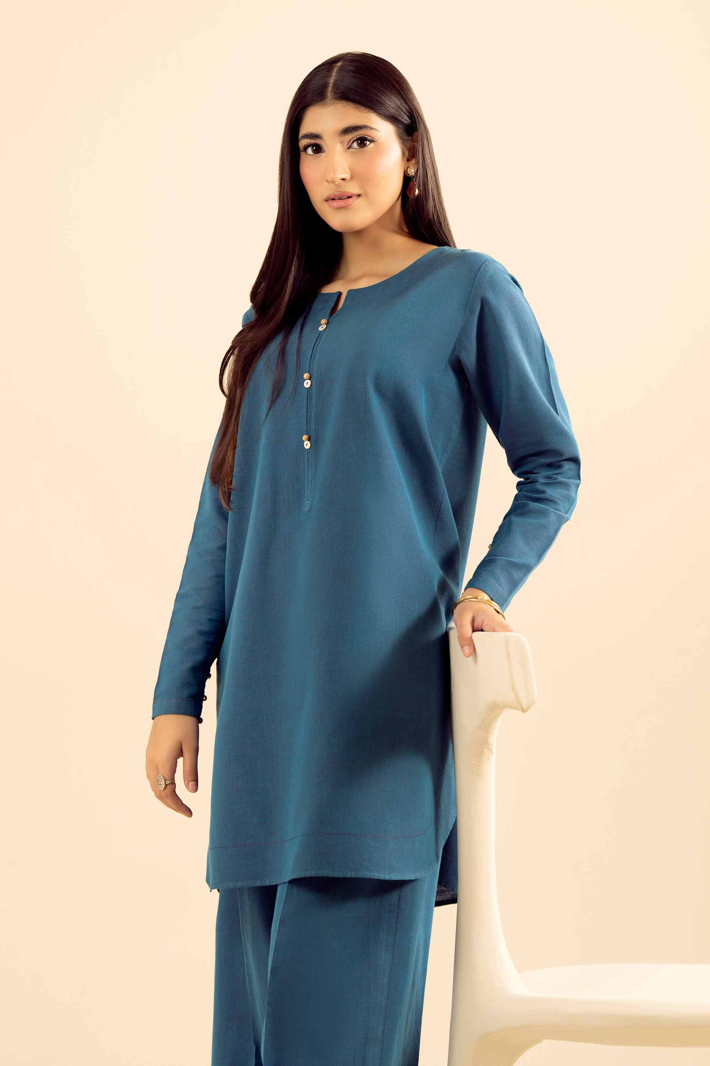 NishatUK - Blue Embroidered Tropical 2-piece ready to wear Dress