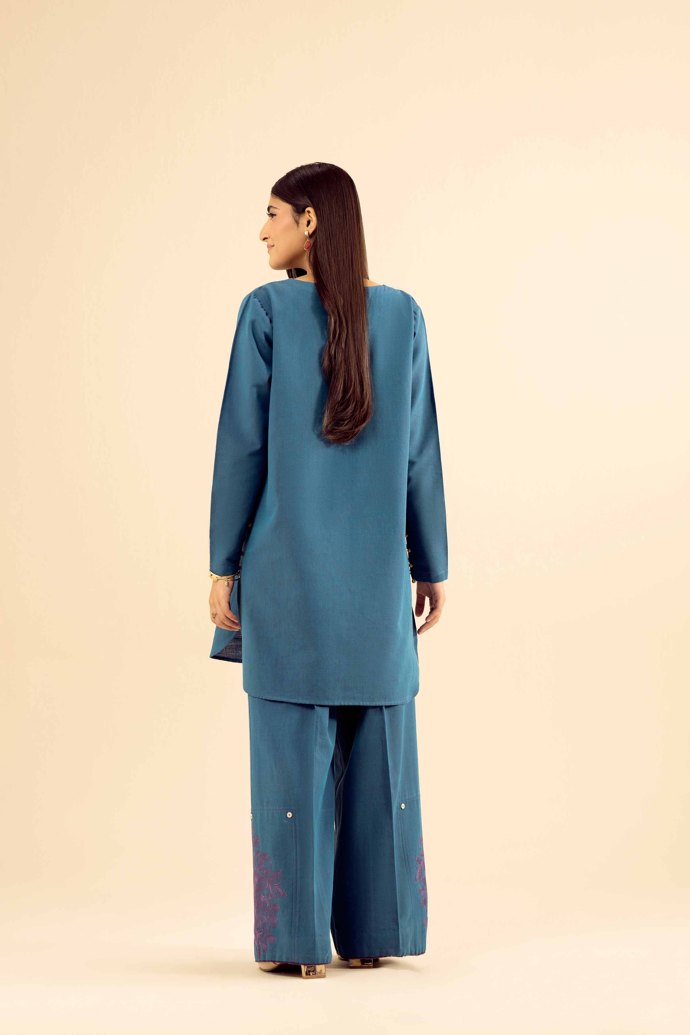 NishatUK - Blue Embroidered Tropical 2-piece ready to wear Dress