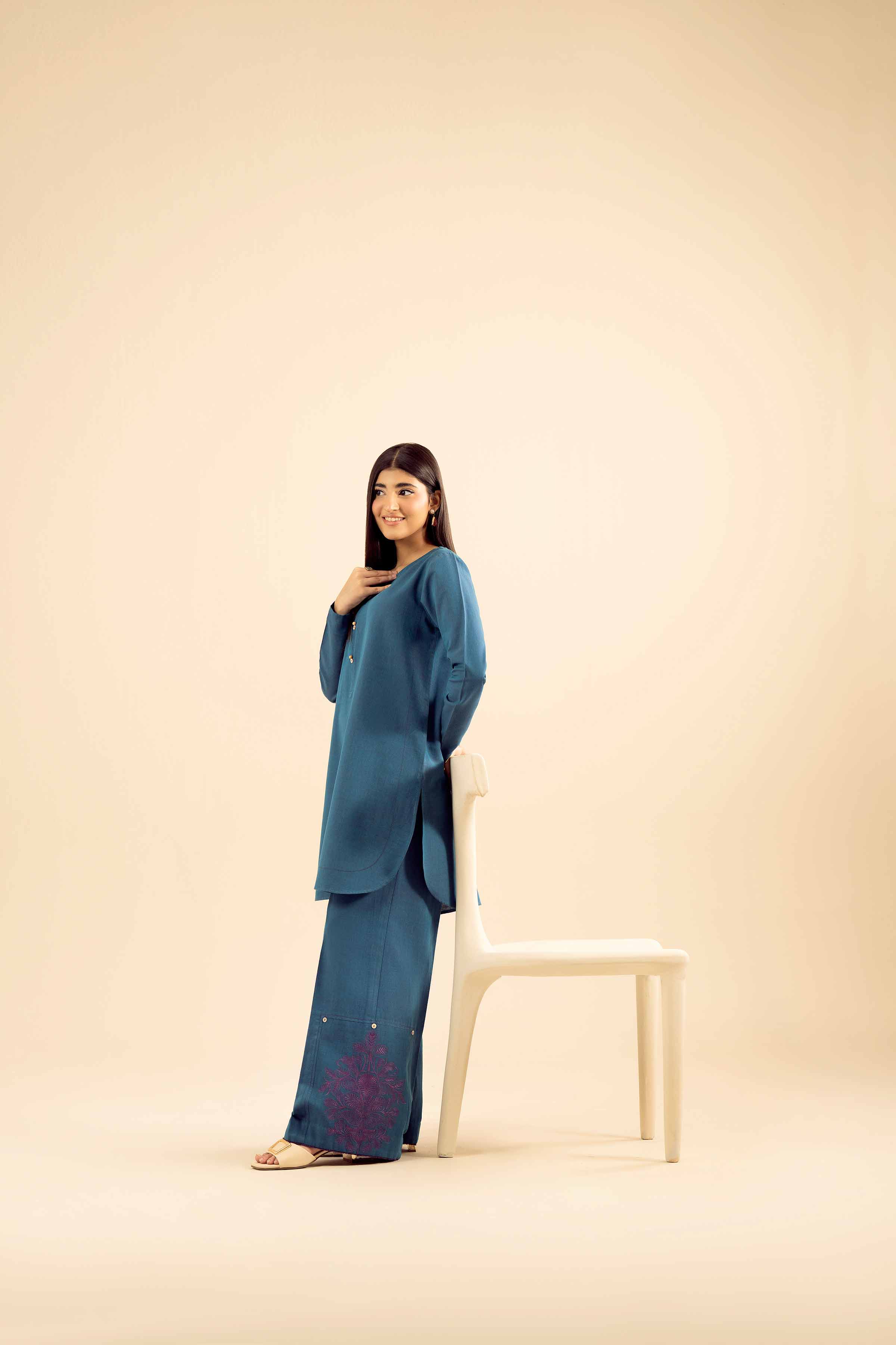 NishatUK - Blue Embroidered Tropical 2-piece ready to wear Dress