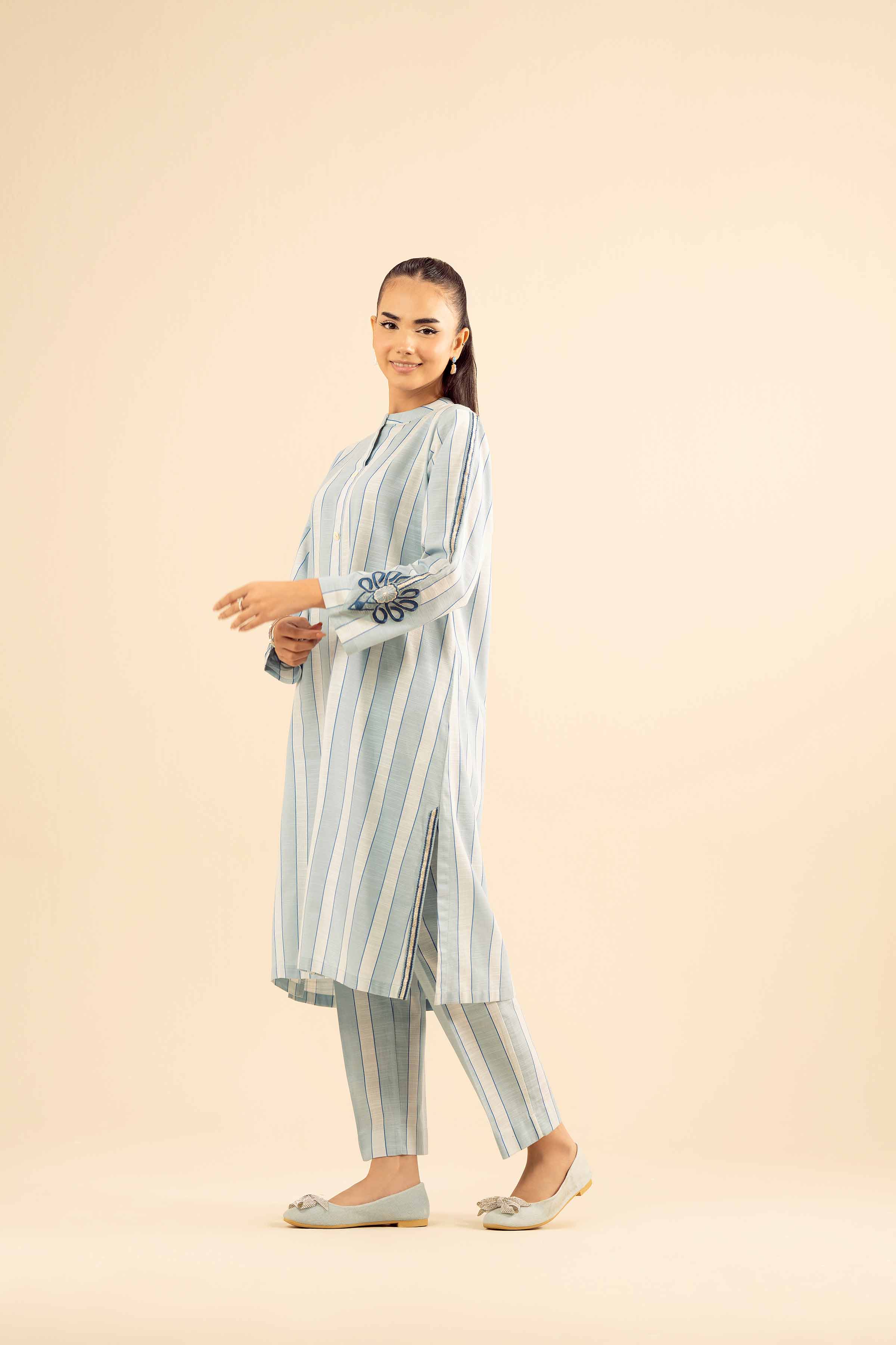 NishatUK - Blue Embroidered Khaddar 2-piece ready to wear Dress