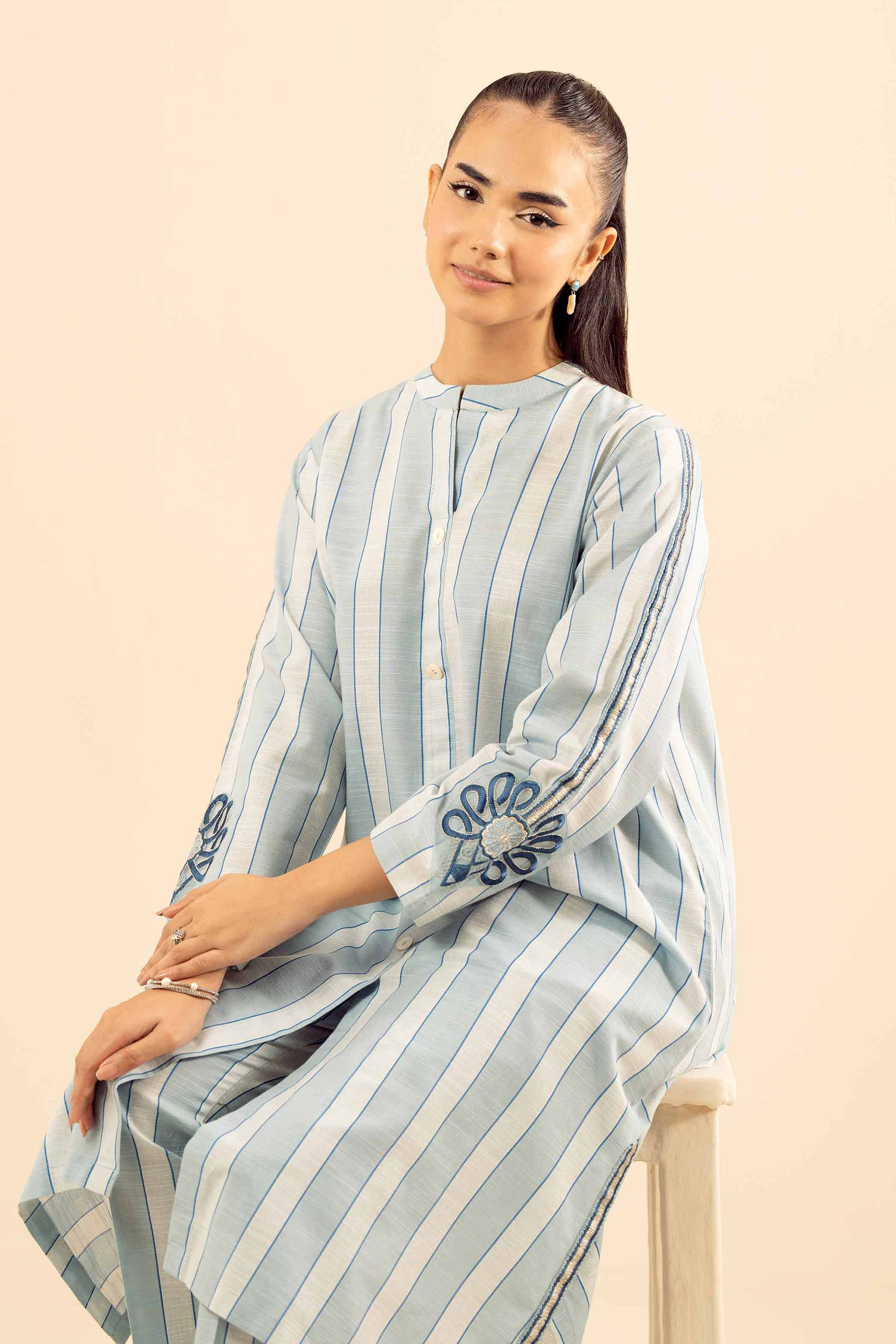 NishatUK - Blue Embroidered Khaddar 2-piece ready to wear Dress