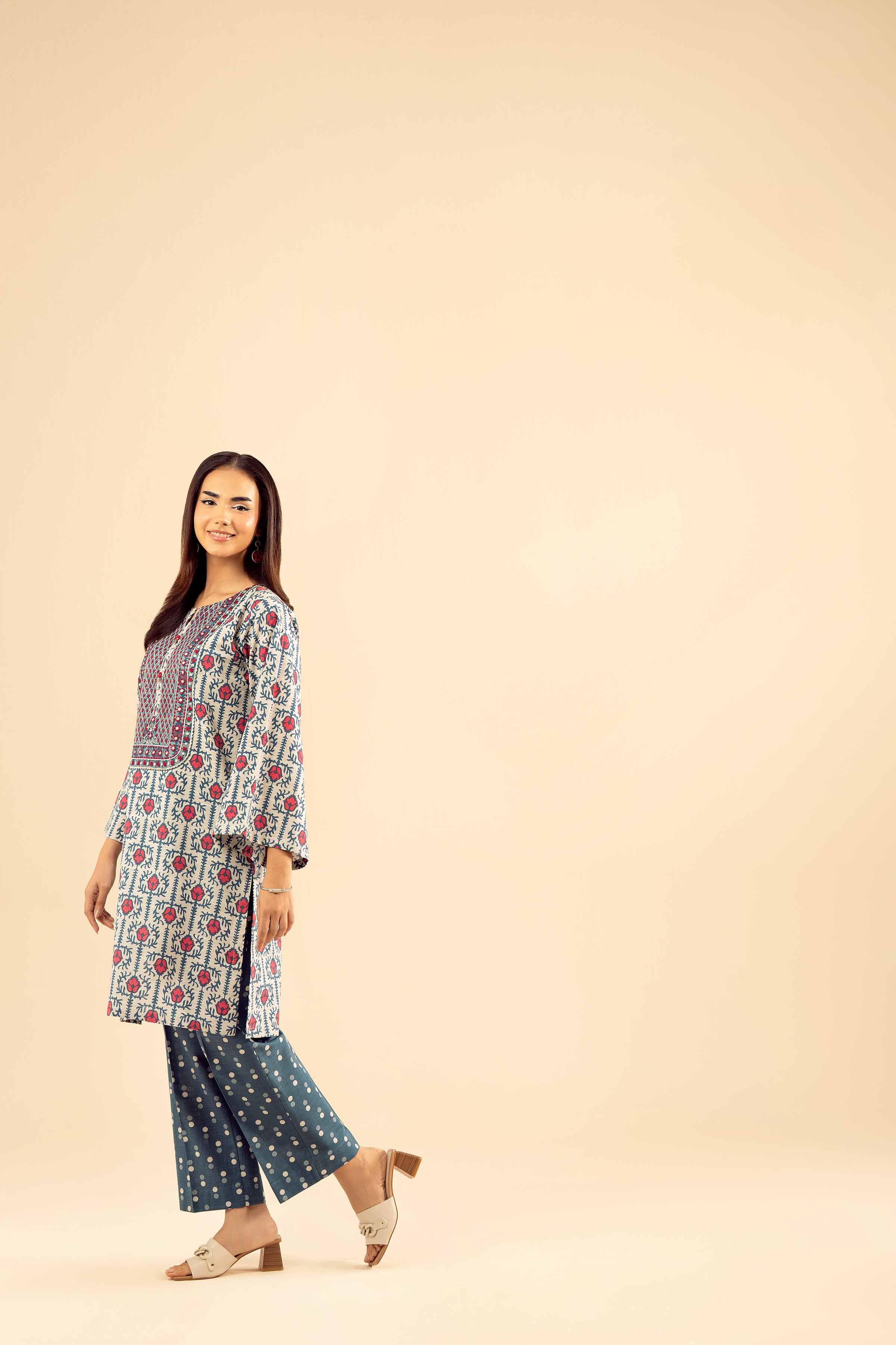 NishatUK - Grey Embroidered Khaddar 2-piece ready to wear Dress