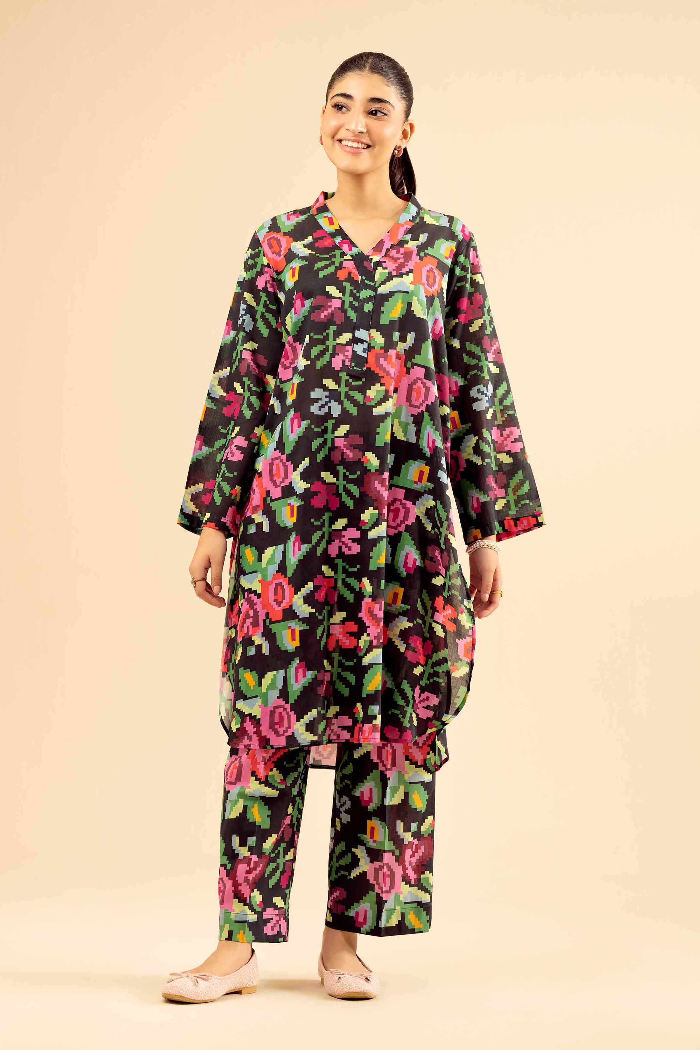 NishatUK - Multi Printed Cambric 2-piece ready to wear Dress