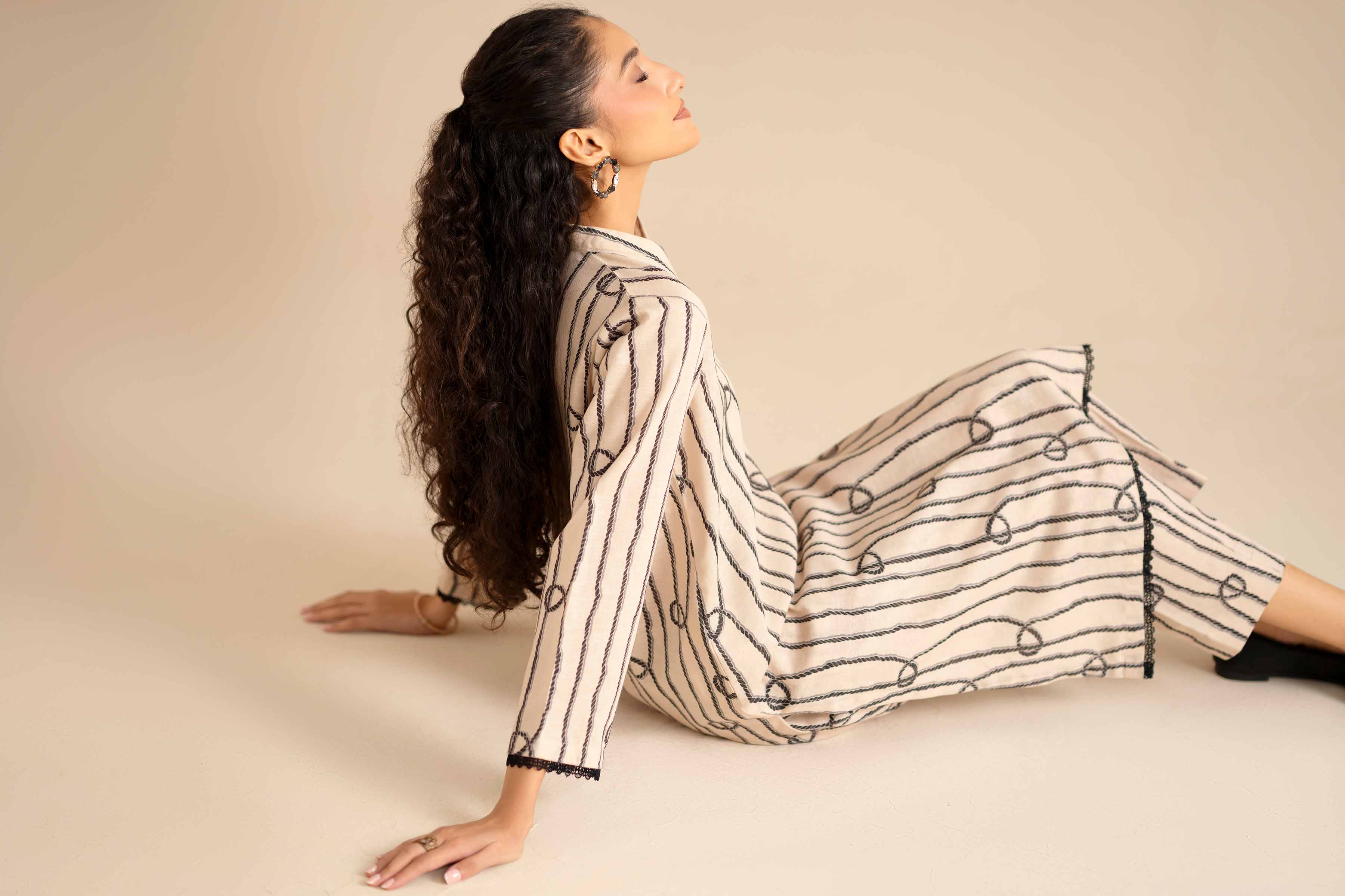 NishatUK - Off White Printed Karandi 2-piece ready to wear Dress