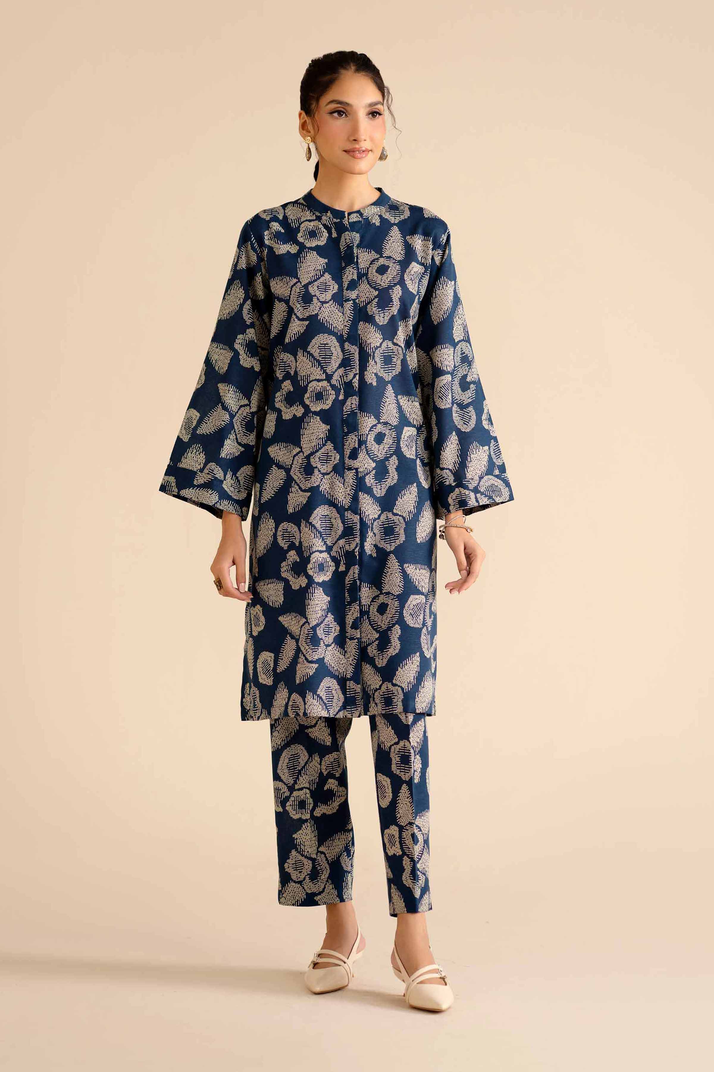 NishatUK - Blue Printed Karandi 2-piece ready to wear Dress