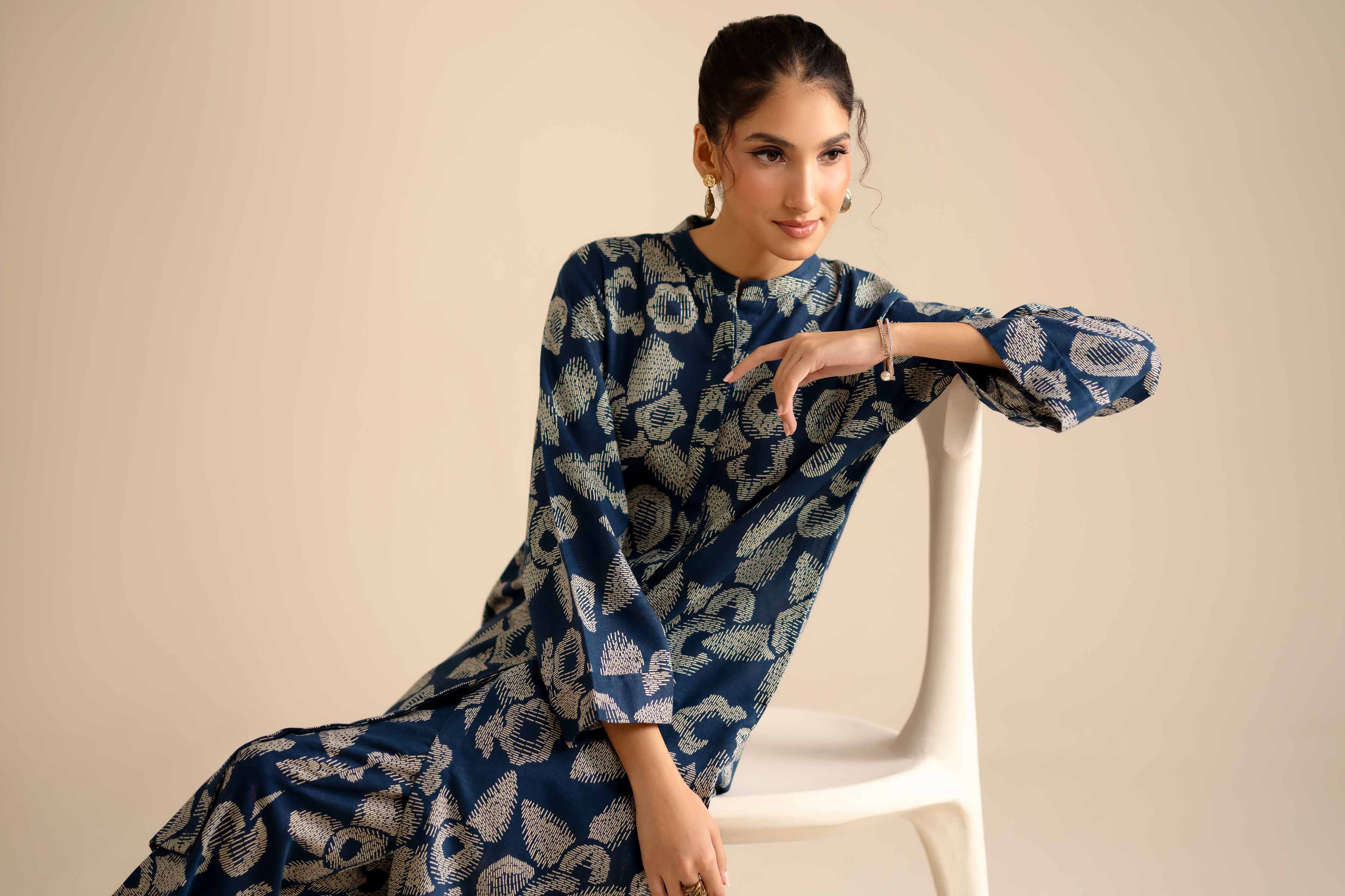 NishatUK - Blue Printed Karandi 2-piece ready to wear Dress