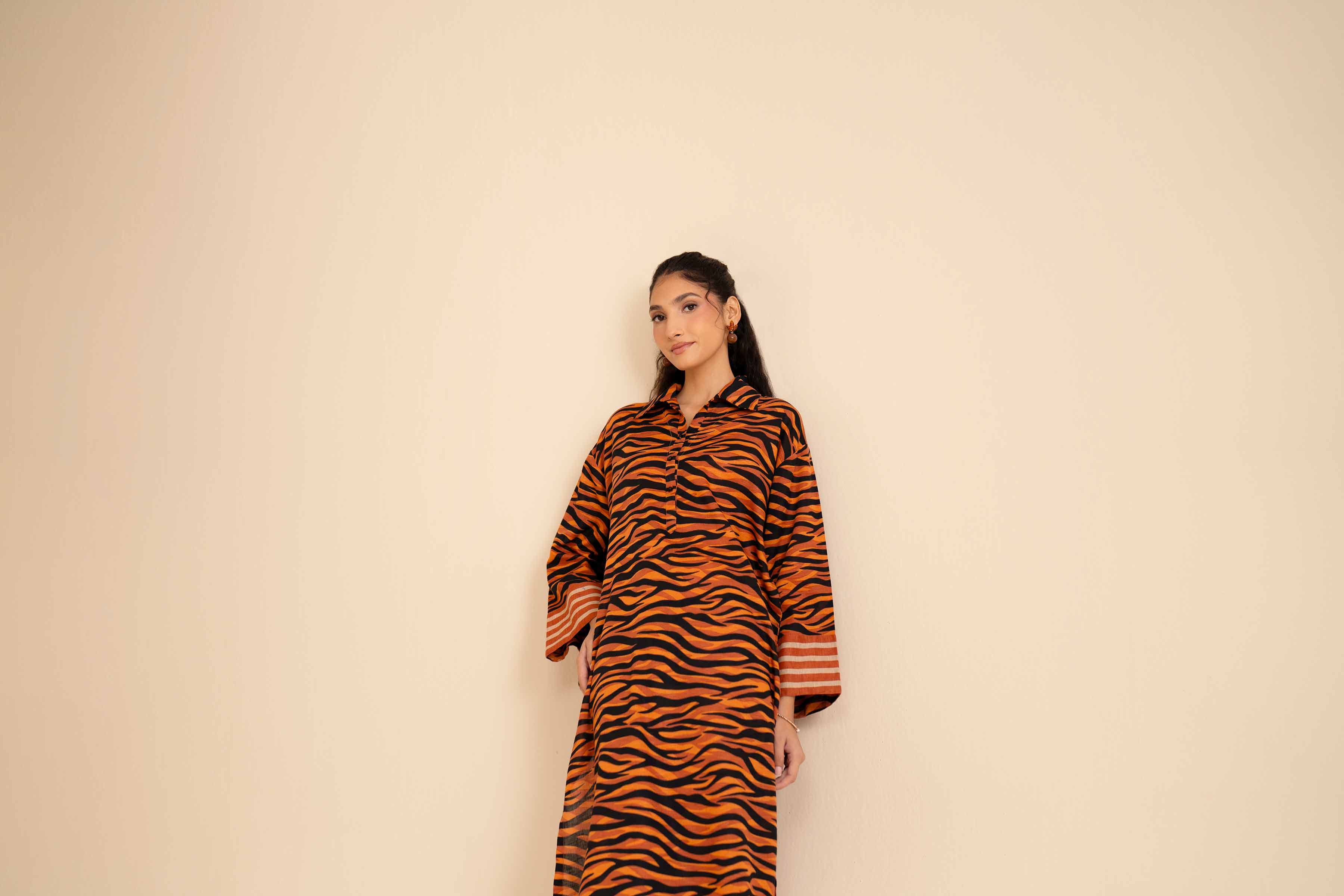 NishatUK - Brown Printed Cambric 2-piece ready to wear Dress
