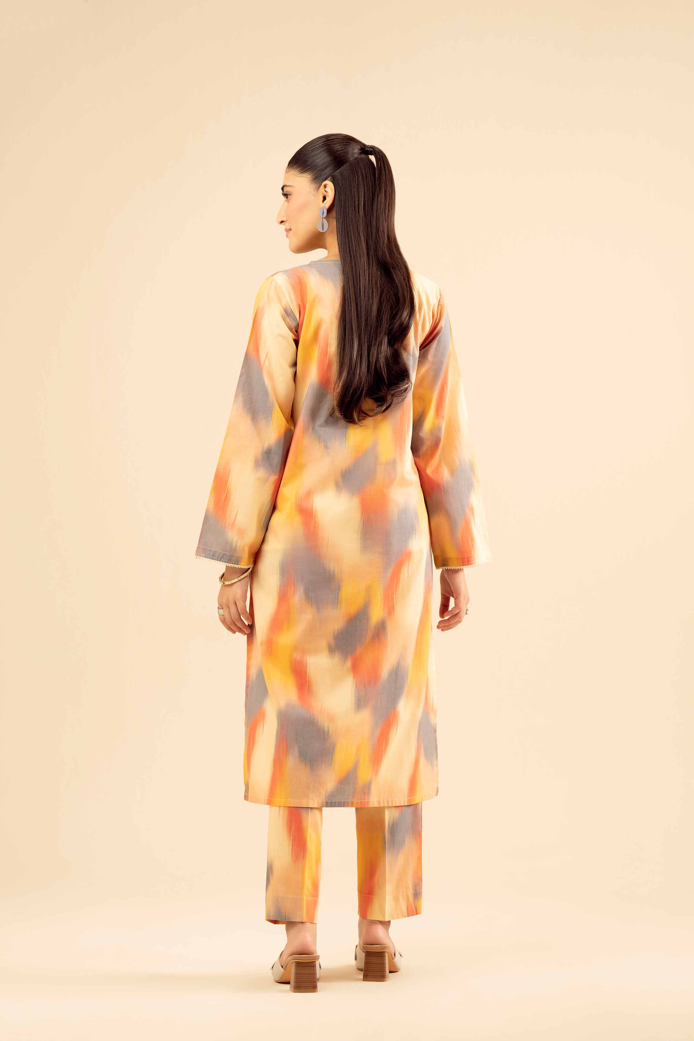 NishatUK - Beige Printed Cambric 2-piece ready to wear Dress