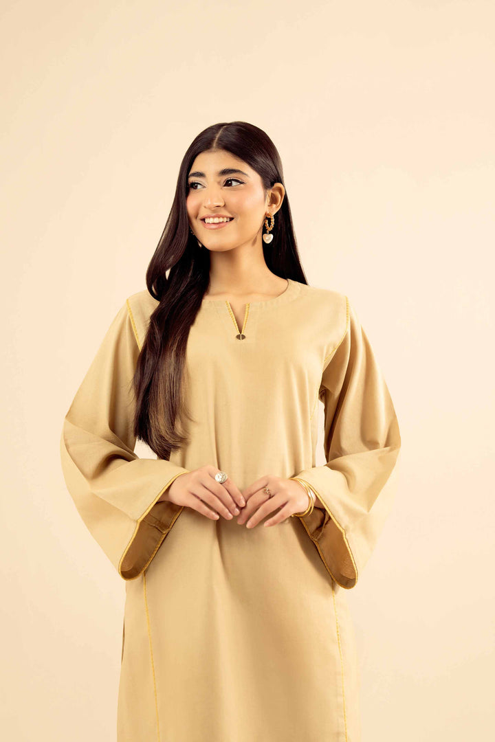 NishatUK - Brown Embroidered  Cotton 2-piece ready to wear Dress