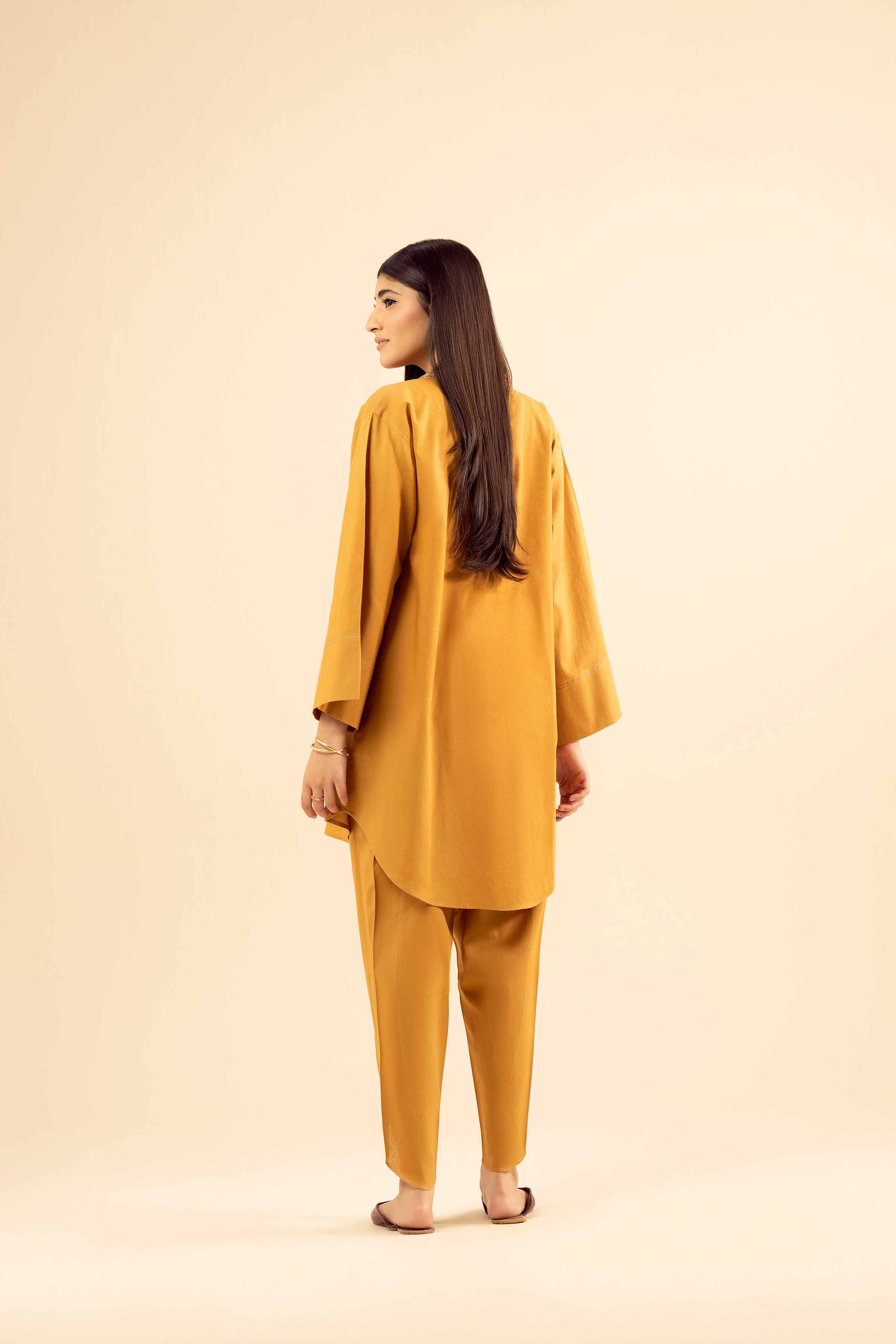 NishatUK - Mustard Embroidered Cotton 2-piece ready to wear Dress