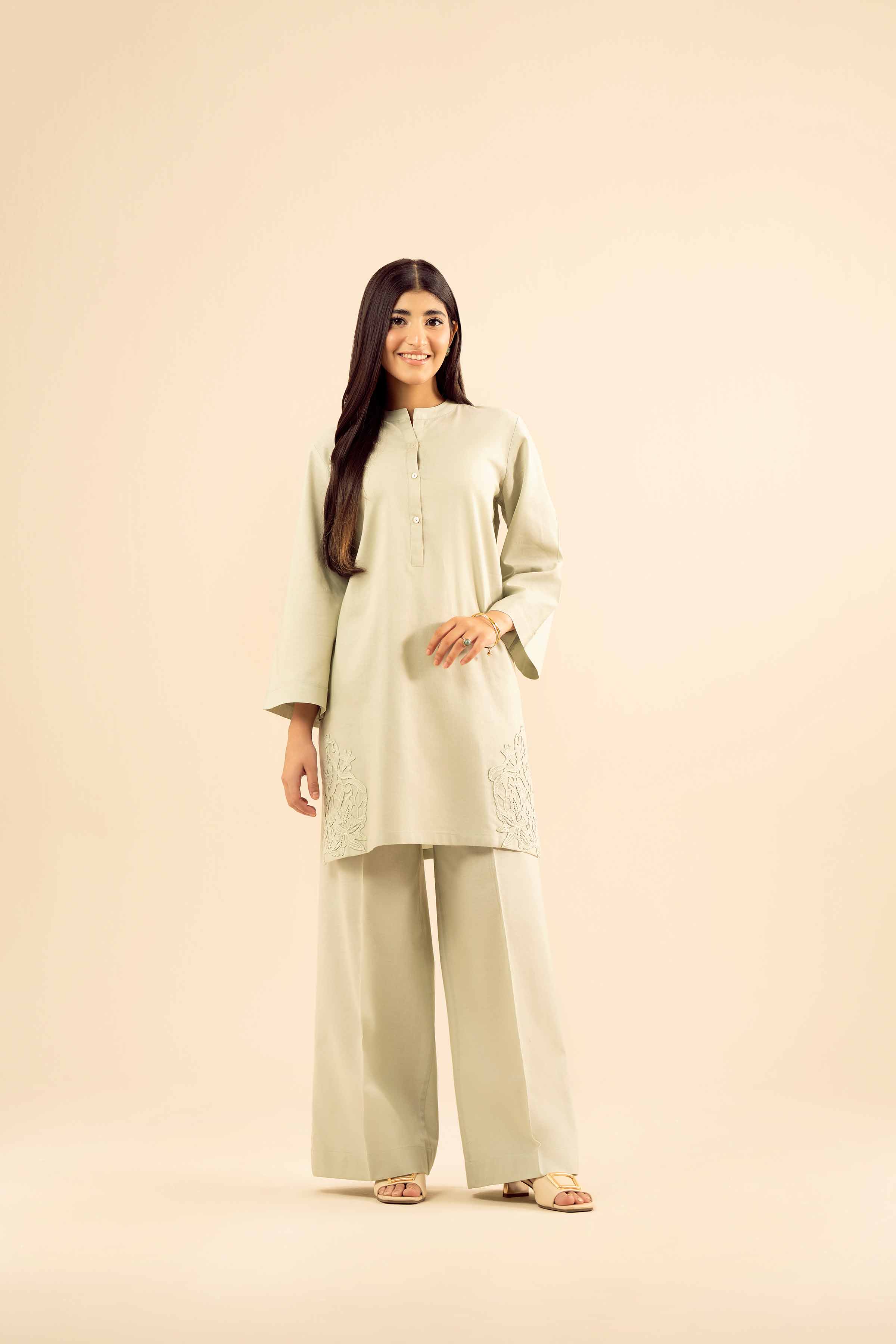 NishatUK - Sage Solids Cotton 2-piece ready to wear Dress