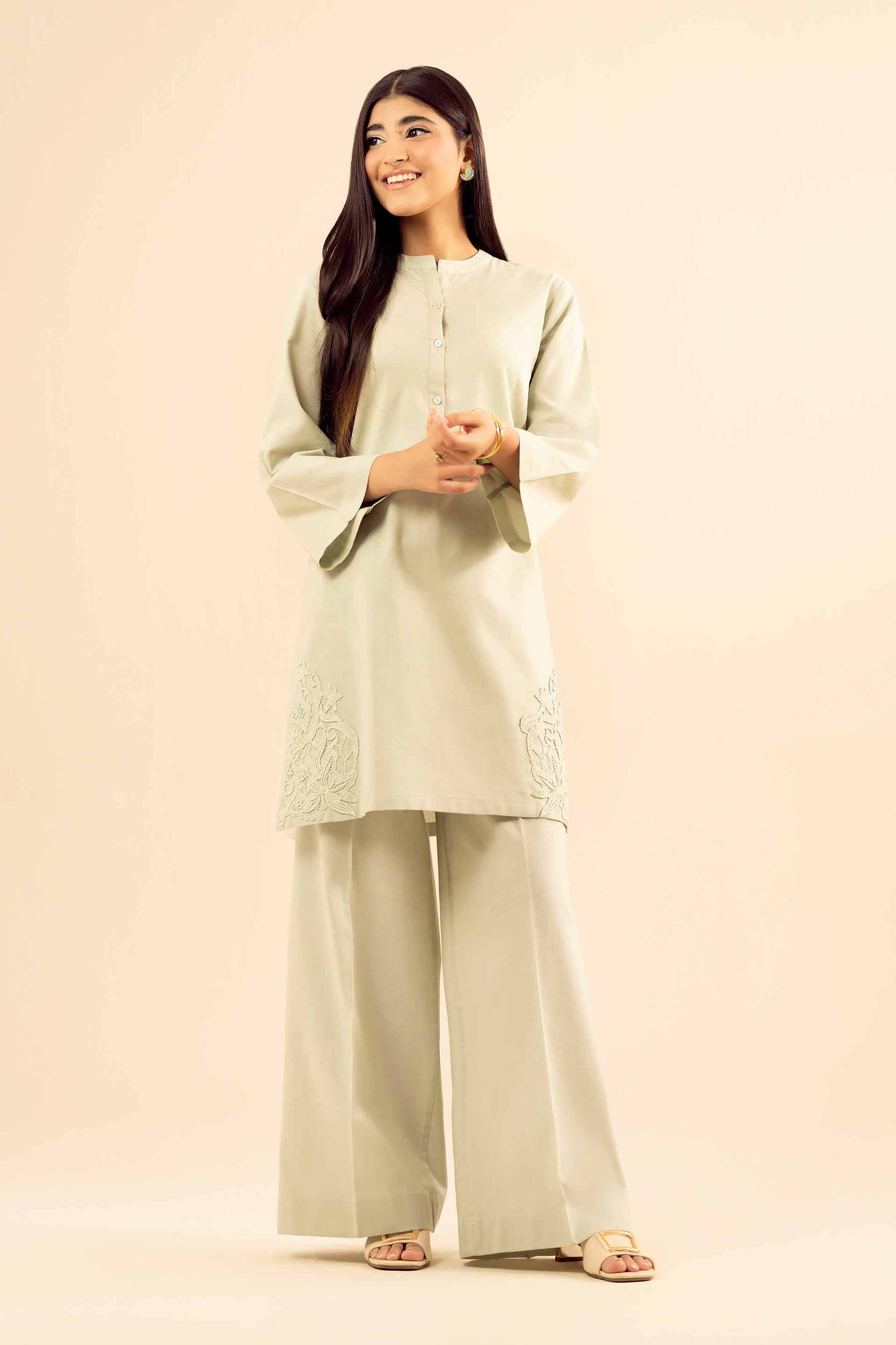 NishatUK - Sage Solids Cotton 2-piece ready to wear Dress