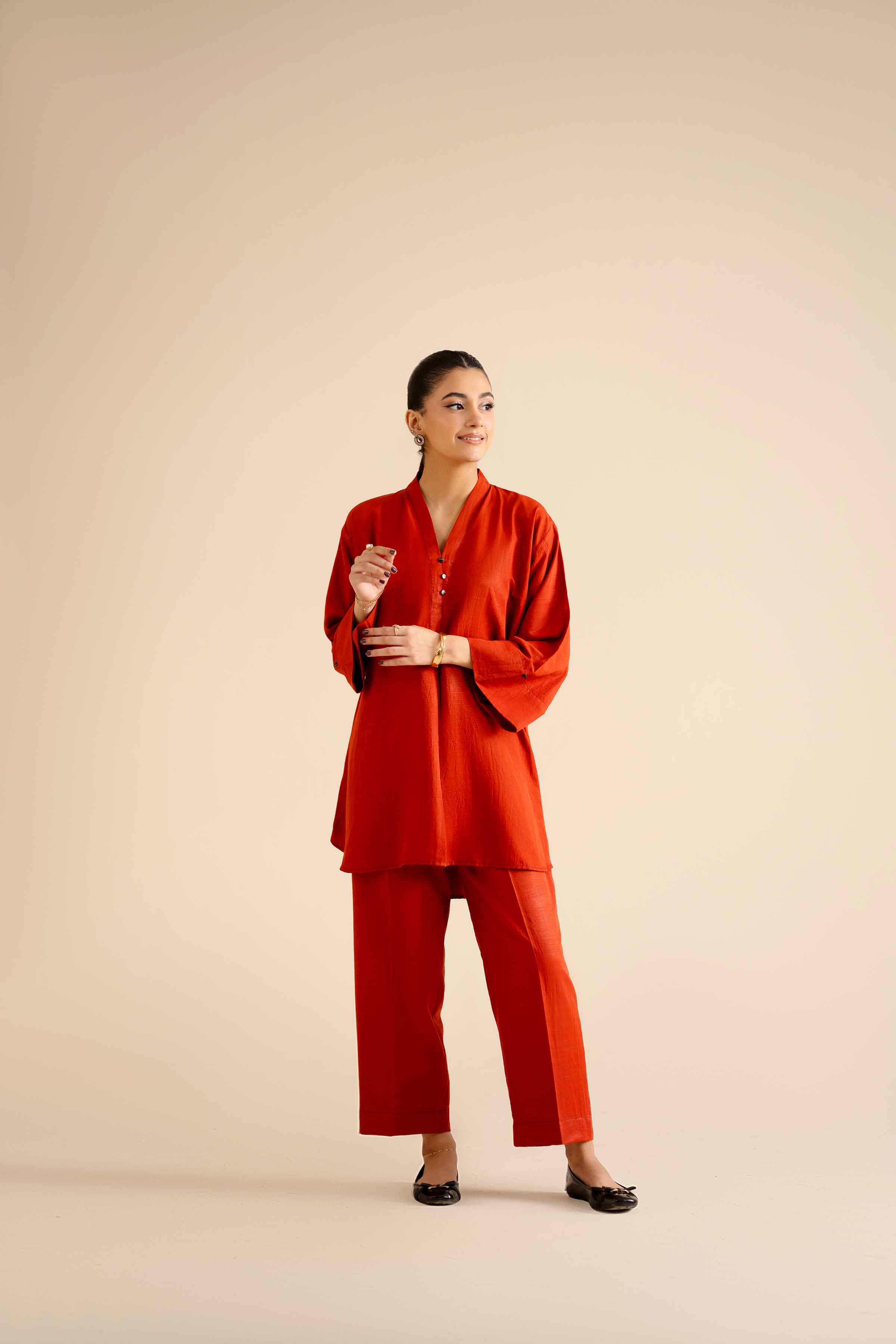 NishatUK - Rust Solids Silk 2-piece ready to wear Dress