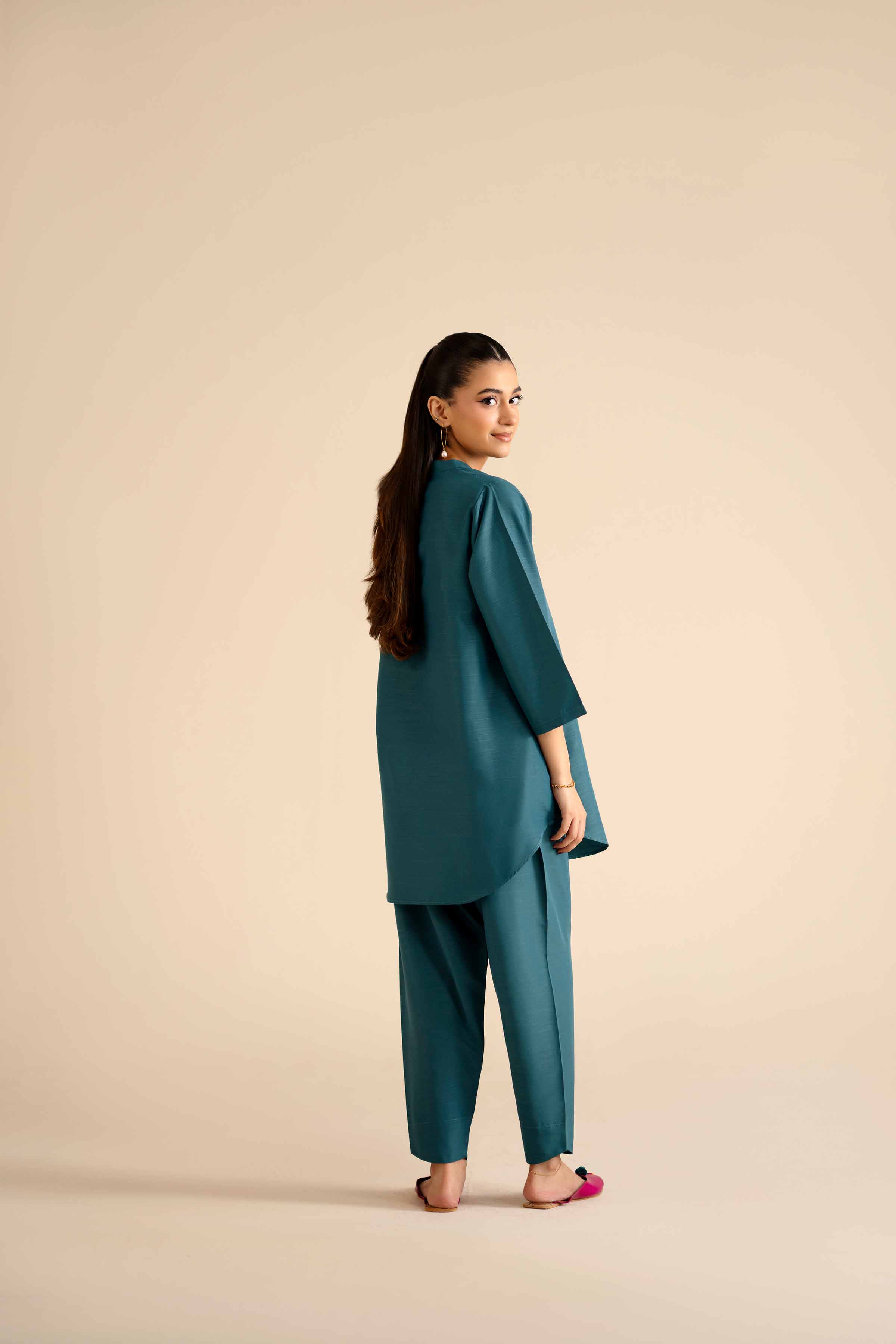 NishatUK - Teal Solids Silk 2-piece ready to wear Dress