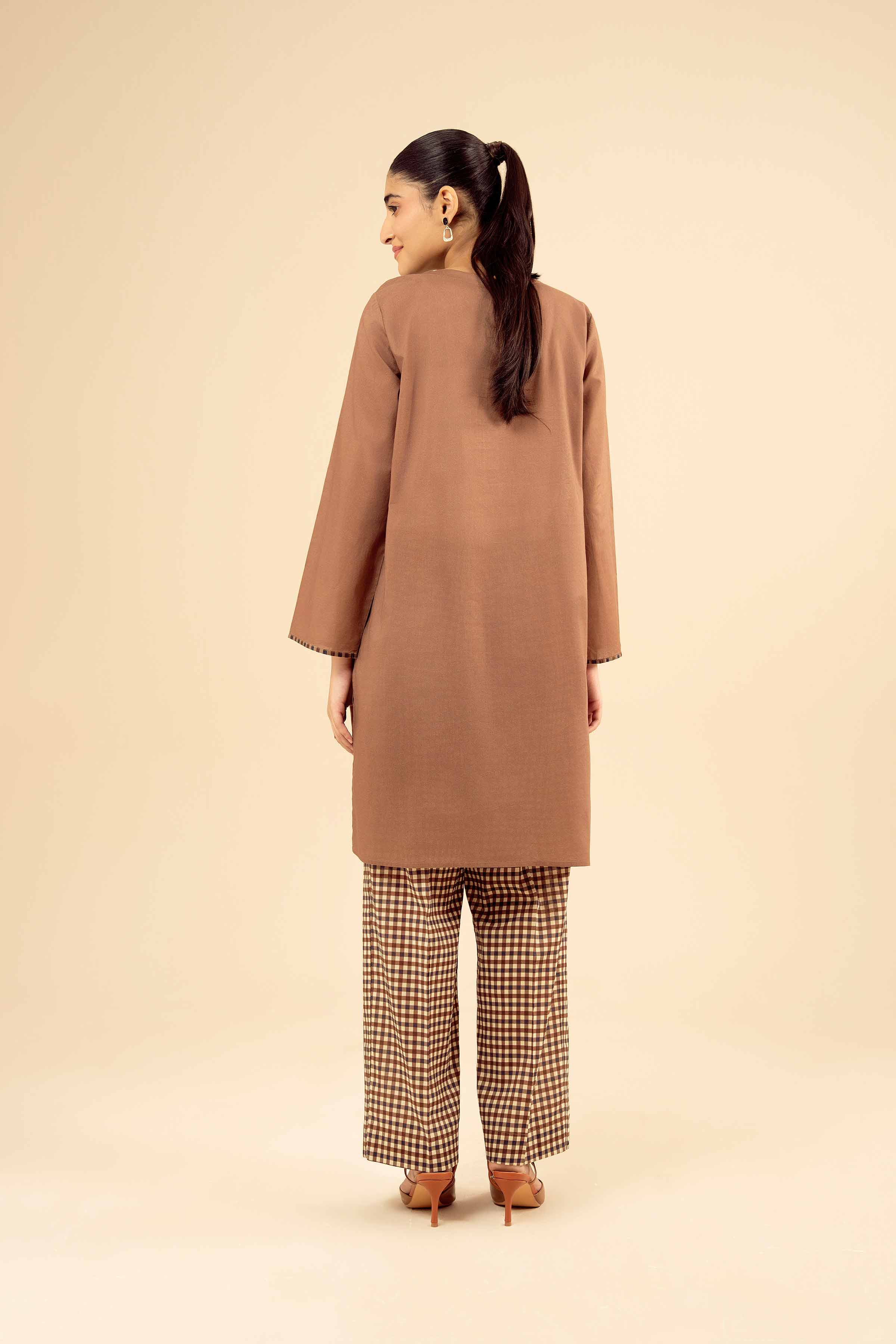 NishatUK - Brown Embroidered Cambric 2-piece ready to wear Dress