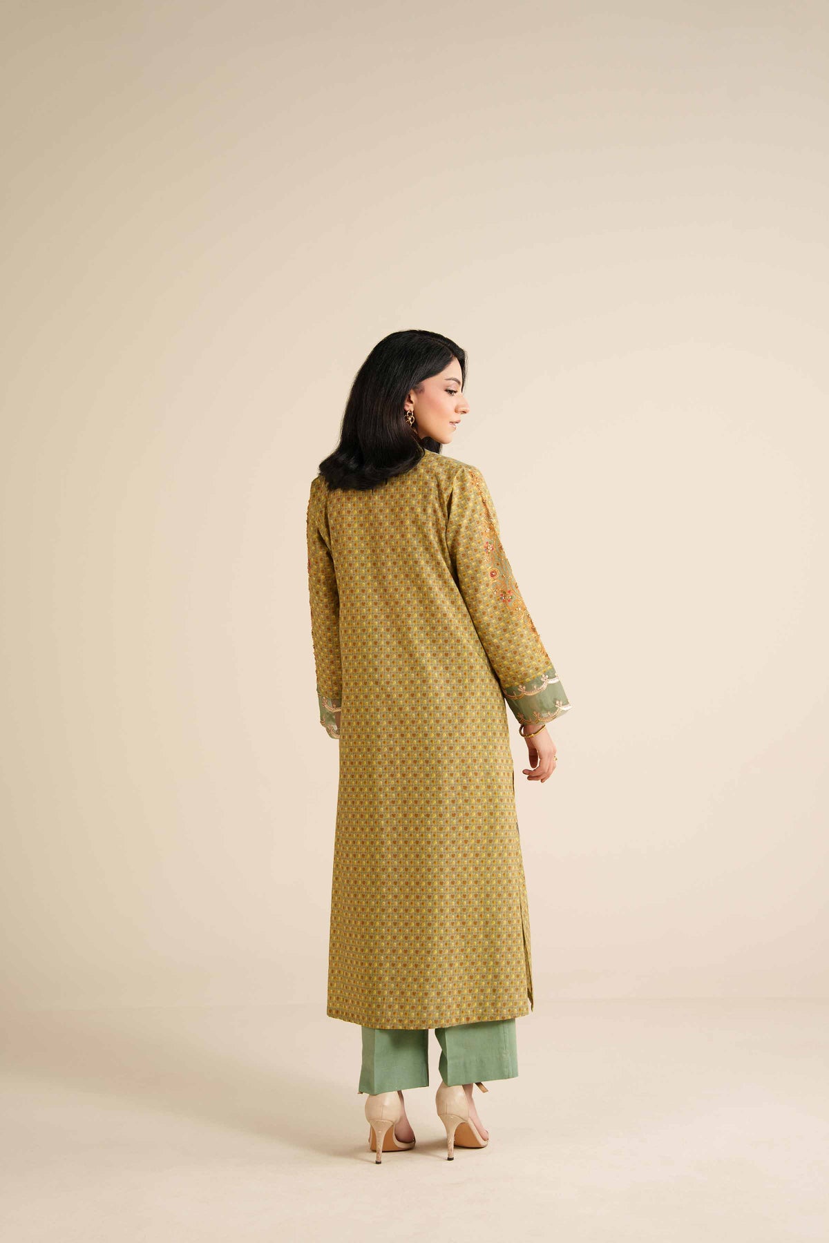 Nishat UK - Green Embroidered Gold Slub 2 Pieces ready to wear Dress