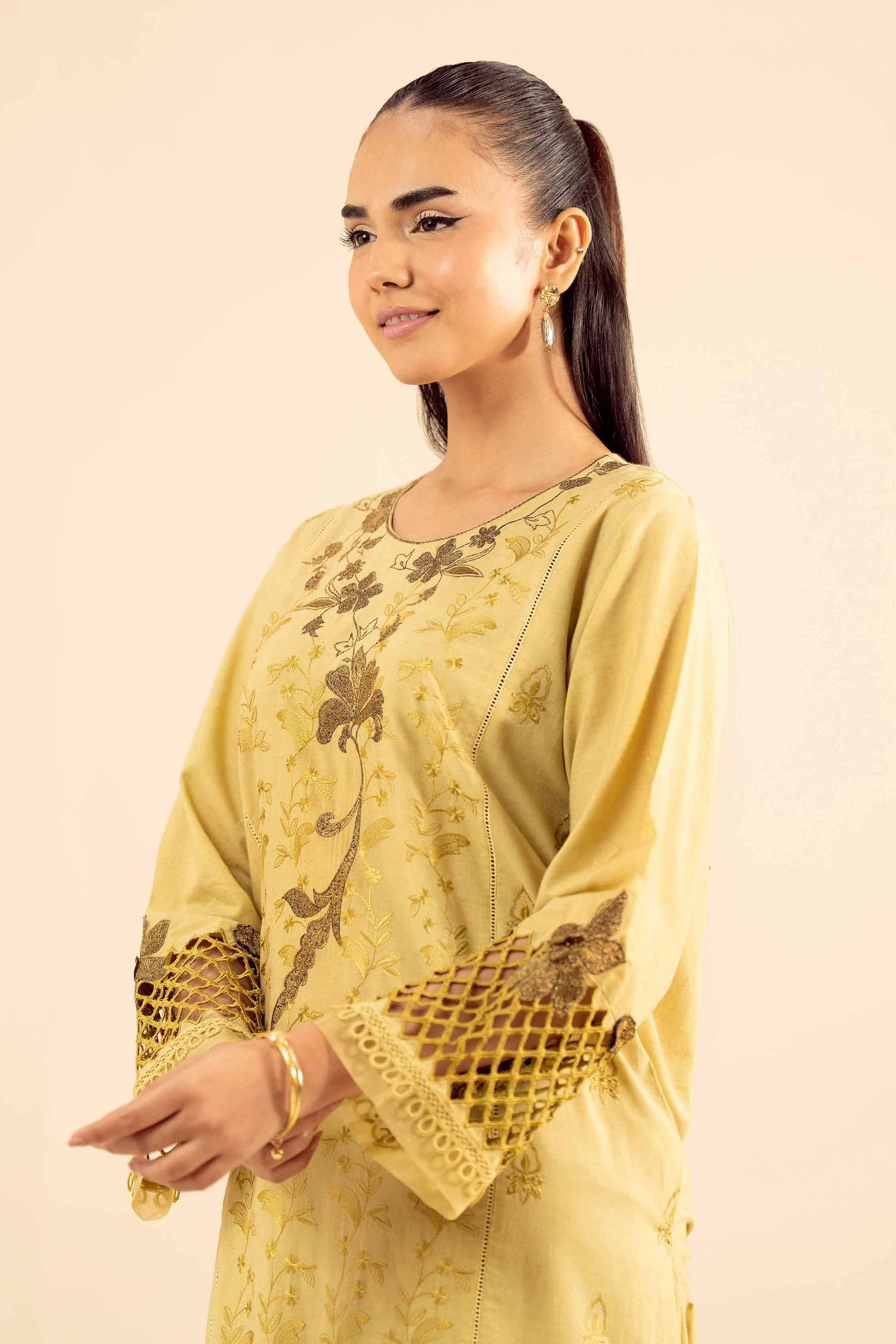 Nishat UK - Green Embroidered Slub 2 Pieces ready to wear Dress