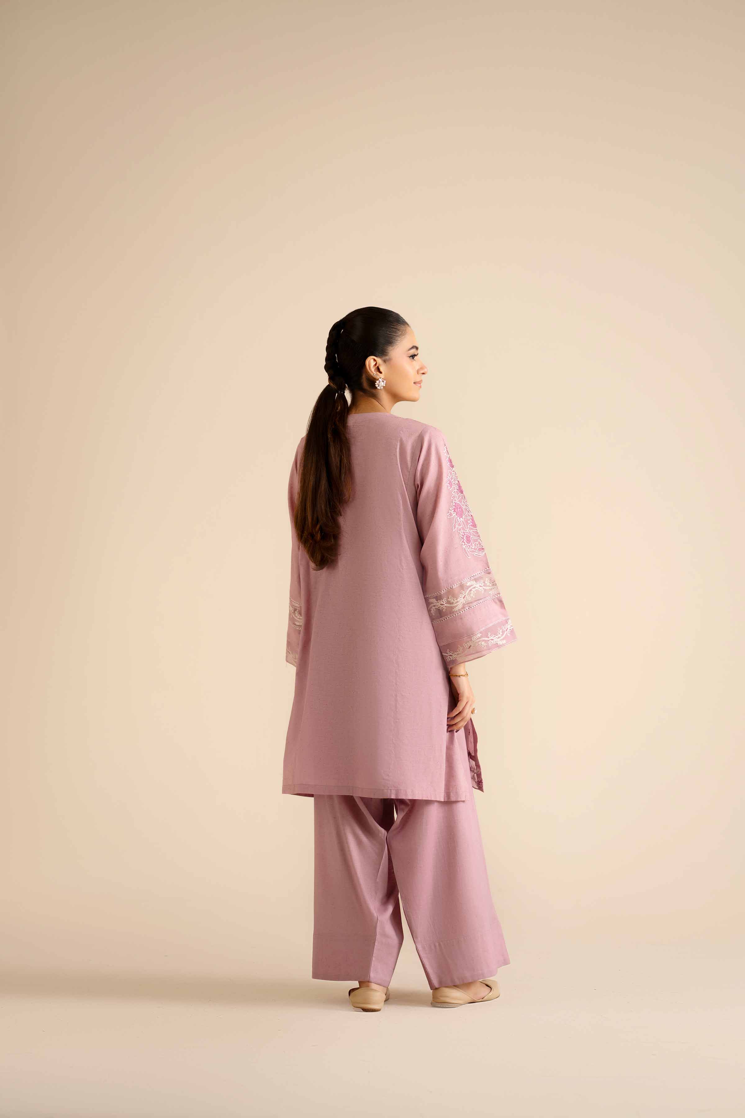 NishatUK - Light Pink Embroidered Khaddar 2-piece ready to wear Dress
