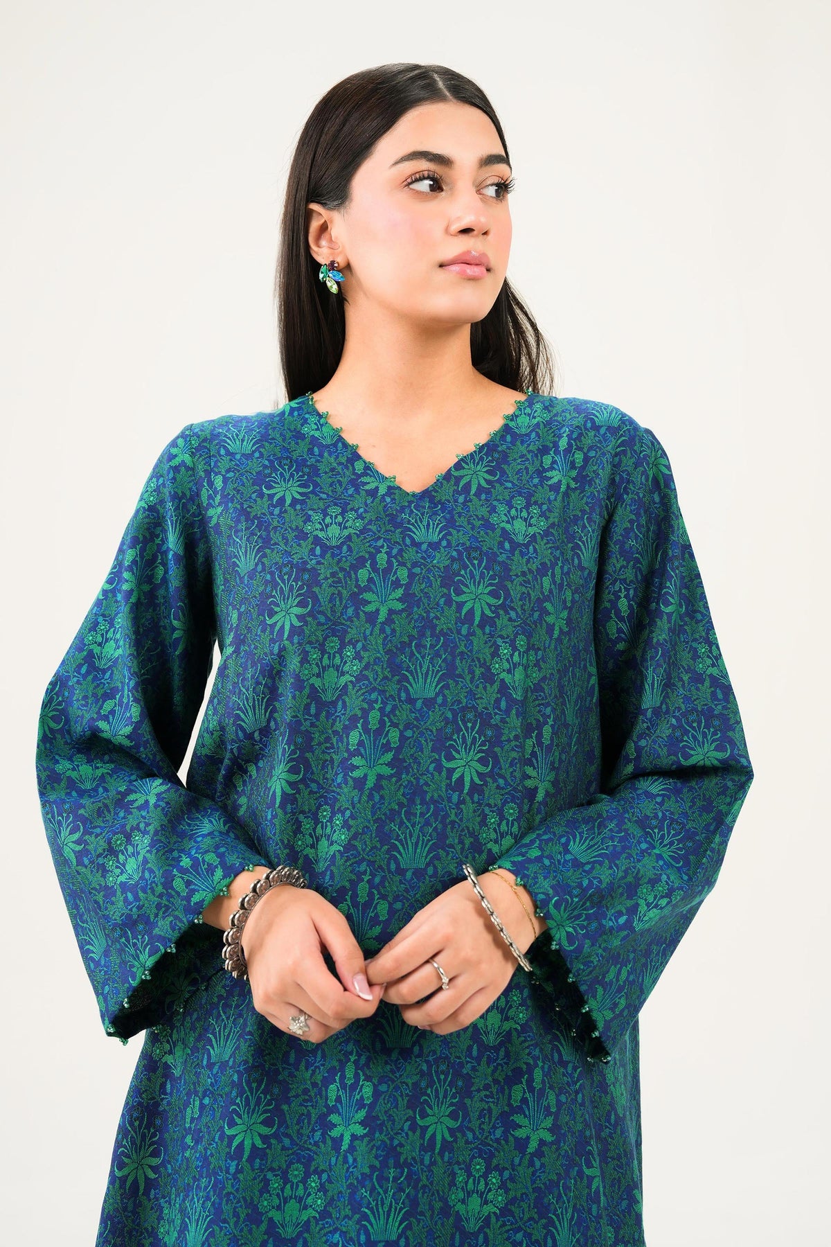 Nishat UK - Green Embroidered Jamawar 1 Piece ready to wear 