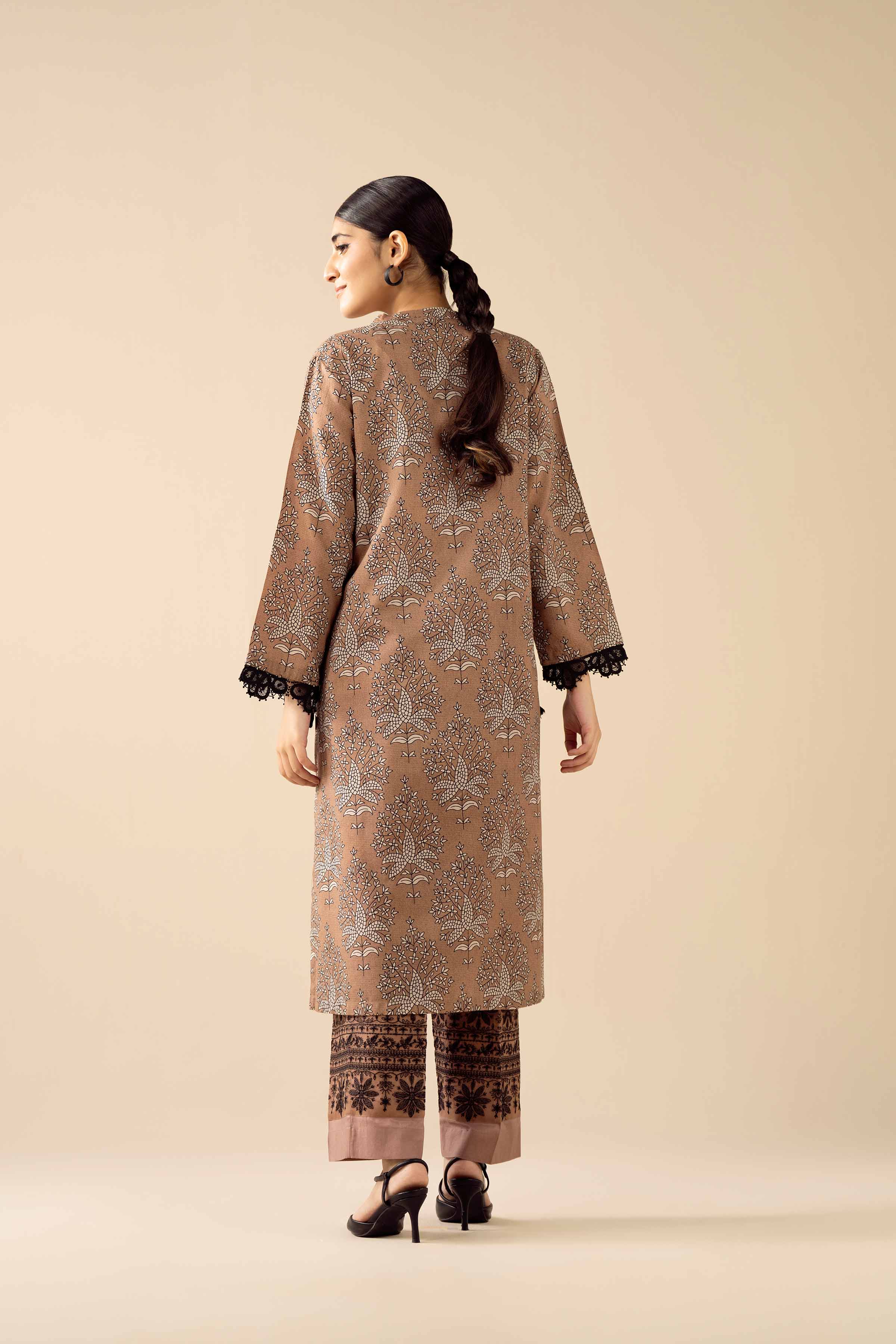 NishatUK - Brown Embroidered Tropical 2-piece ready to wear Dress