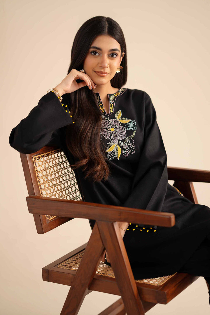 NishatUK - Black Embroidered  Karandi 2-piece ready to wear Dress