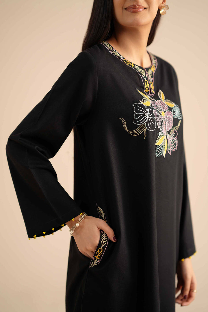 NishatUK - Black Embroidered  Karandi 2-piece ready to wear Dress