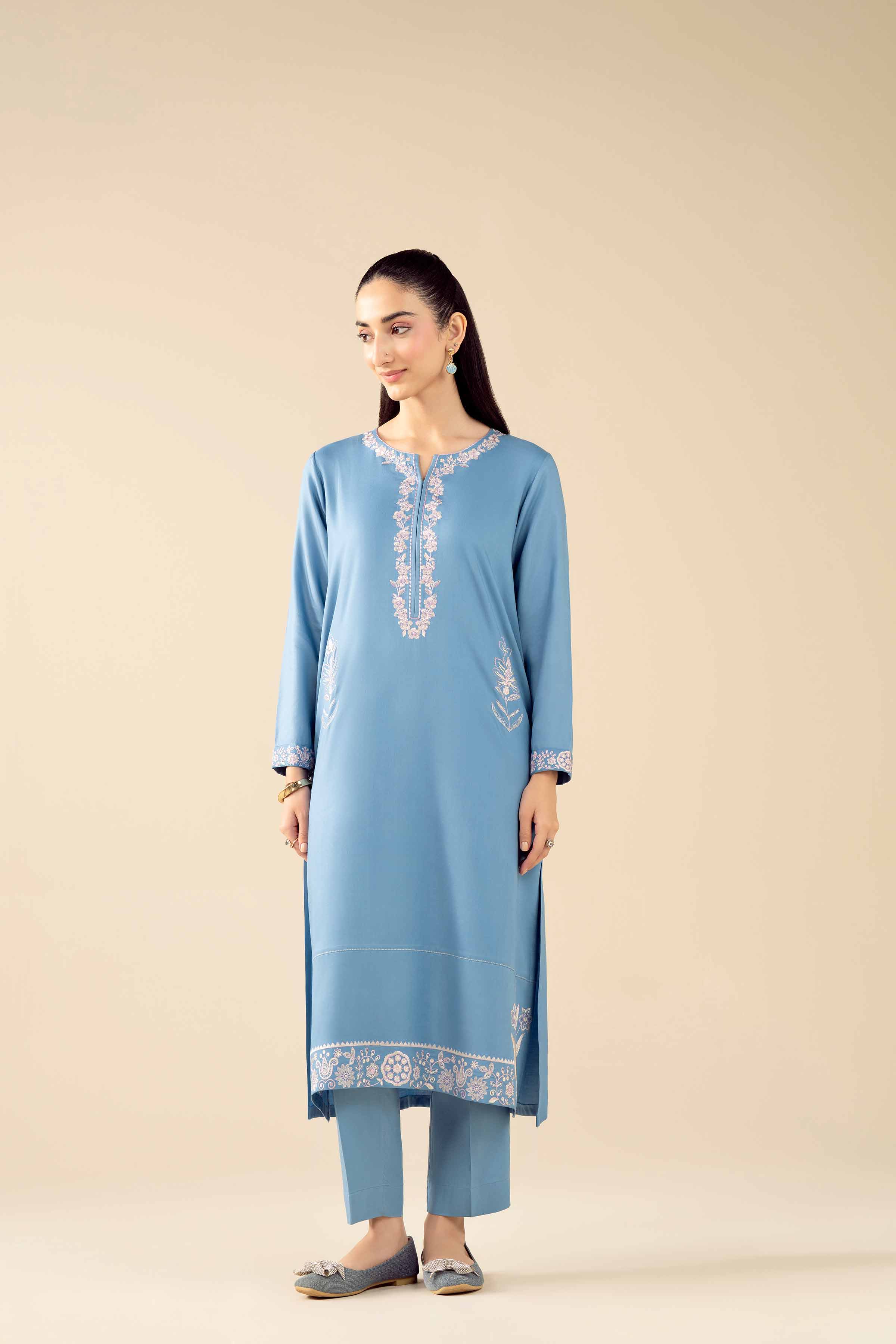 NishatUK - Blue Embroidered Marina 2-piece ready to wear Dress