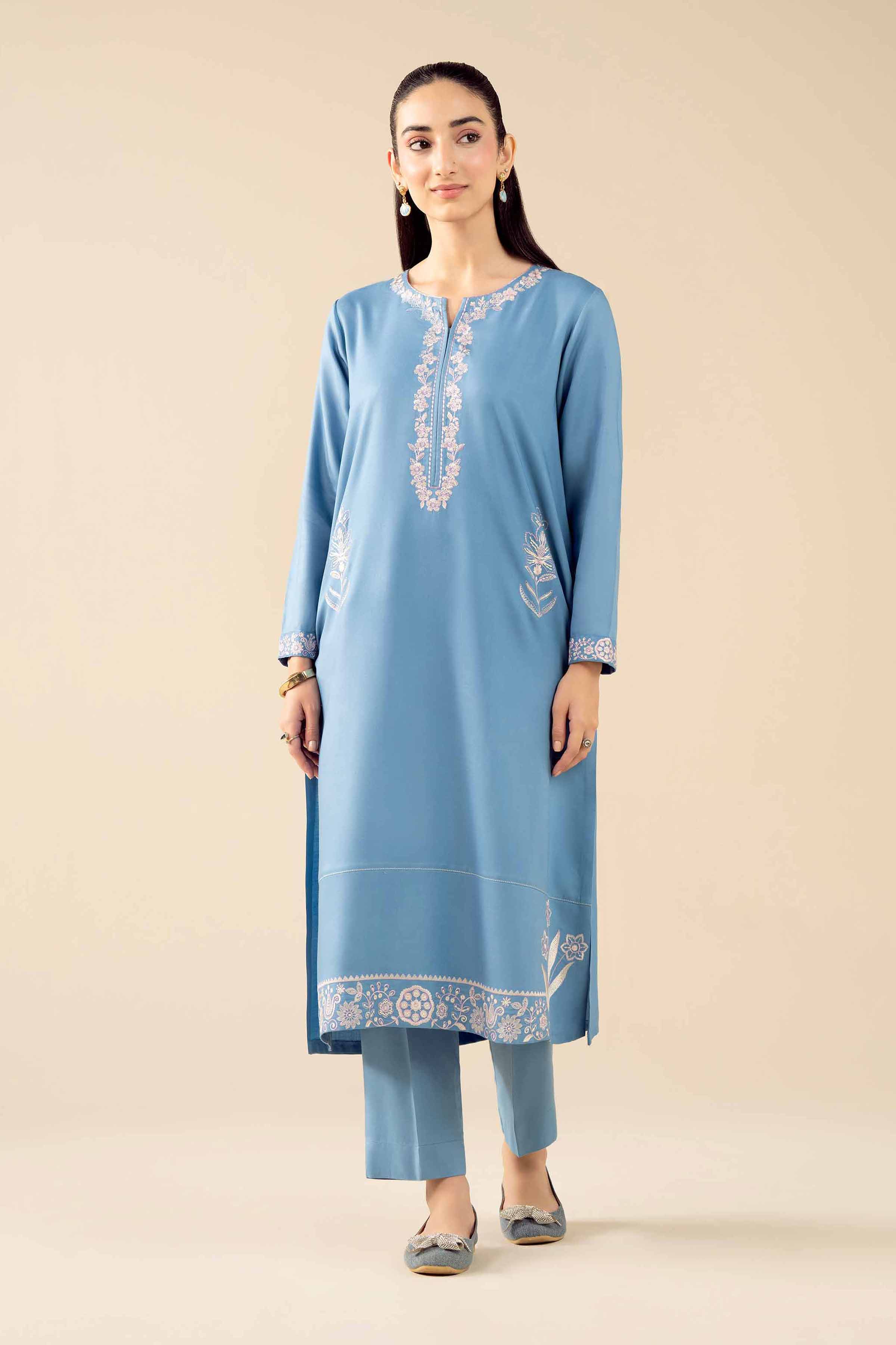 NishatUK - Blue Embroidered Marina 2-piece ready to wear Dress