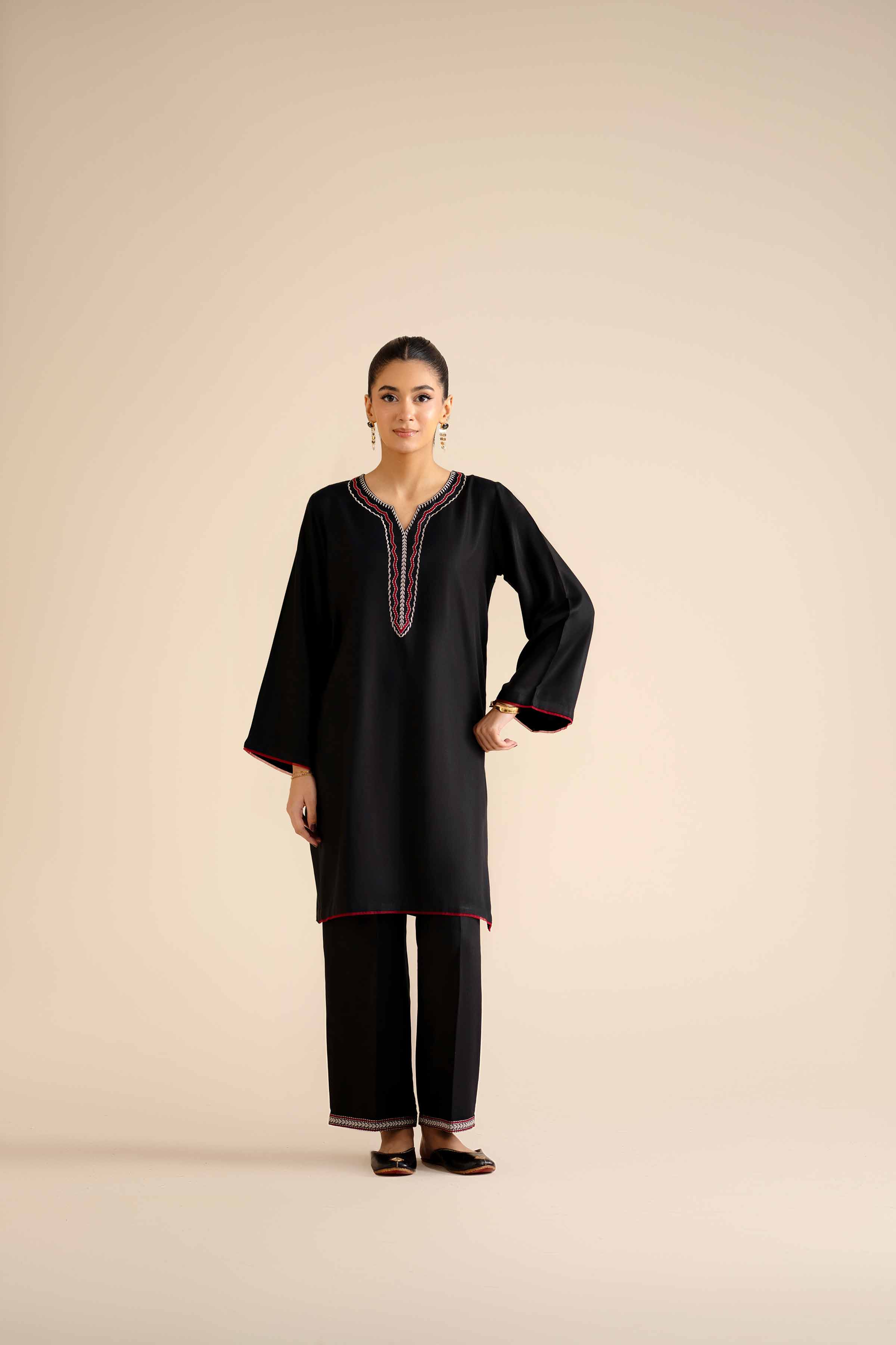 NishatUK - Black Embroidered Marina 2-piece ready to wear Dress