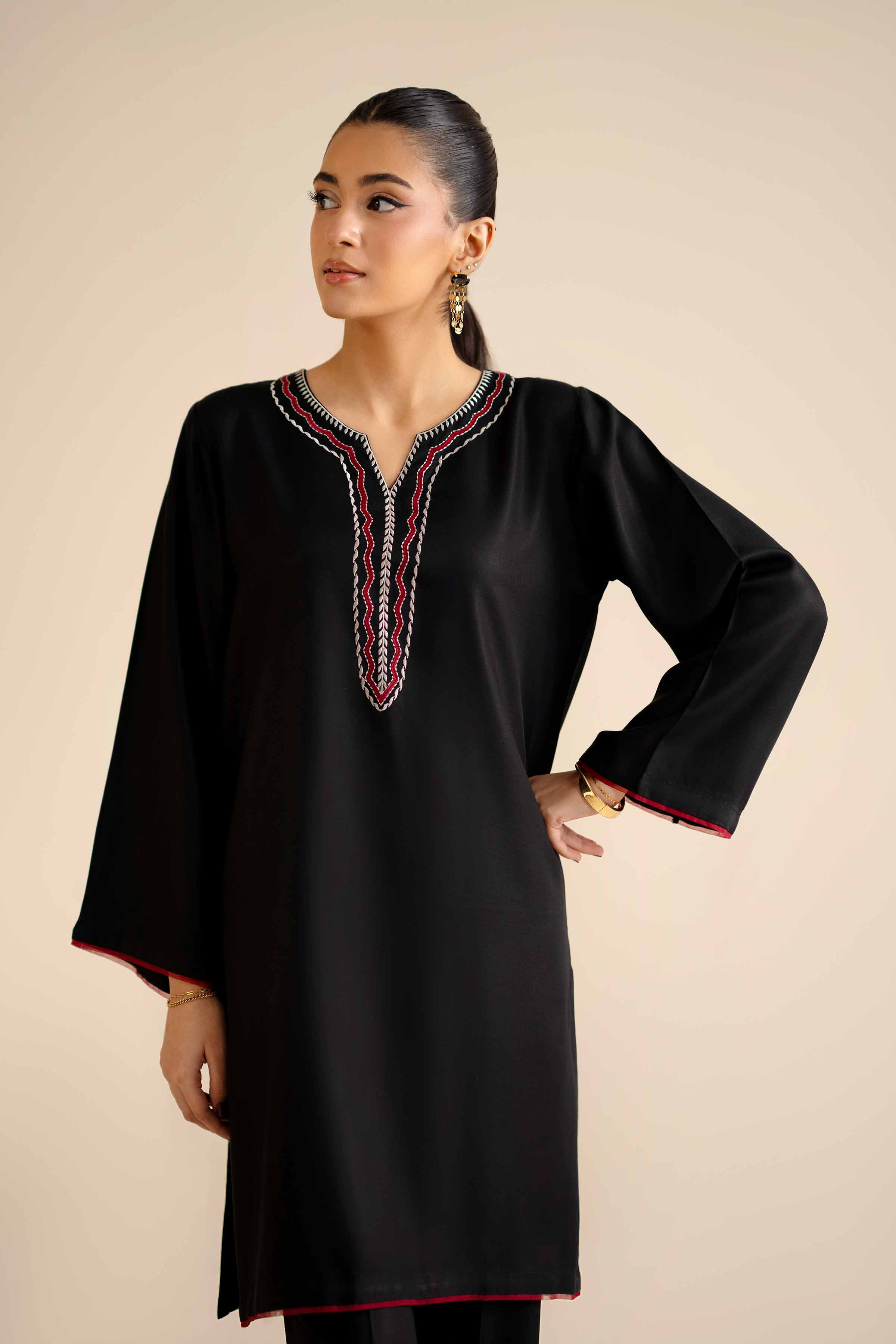 NishatUK - Black Embroidered Marina 2-piece ready to wear Dress